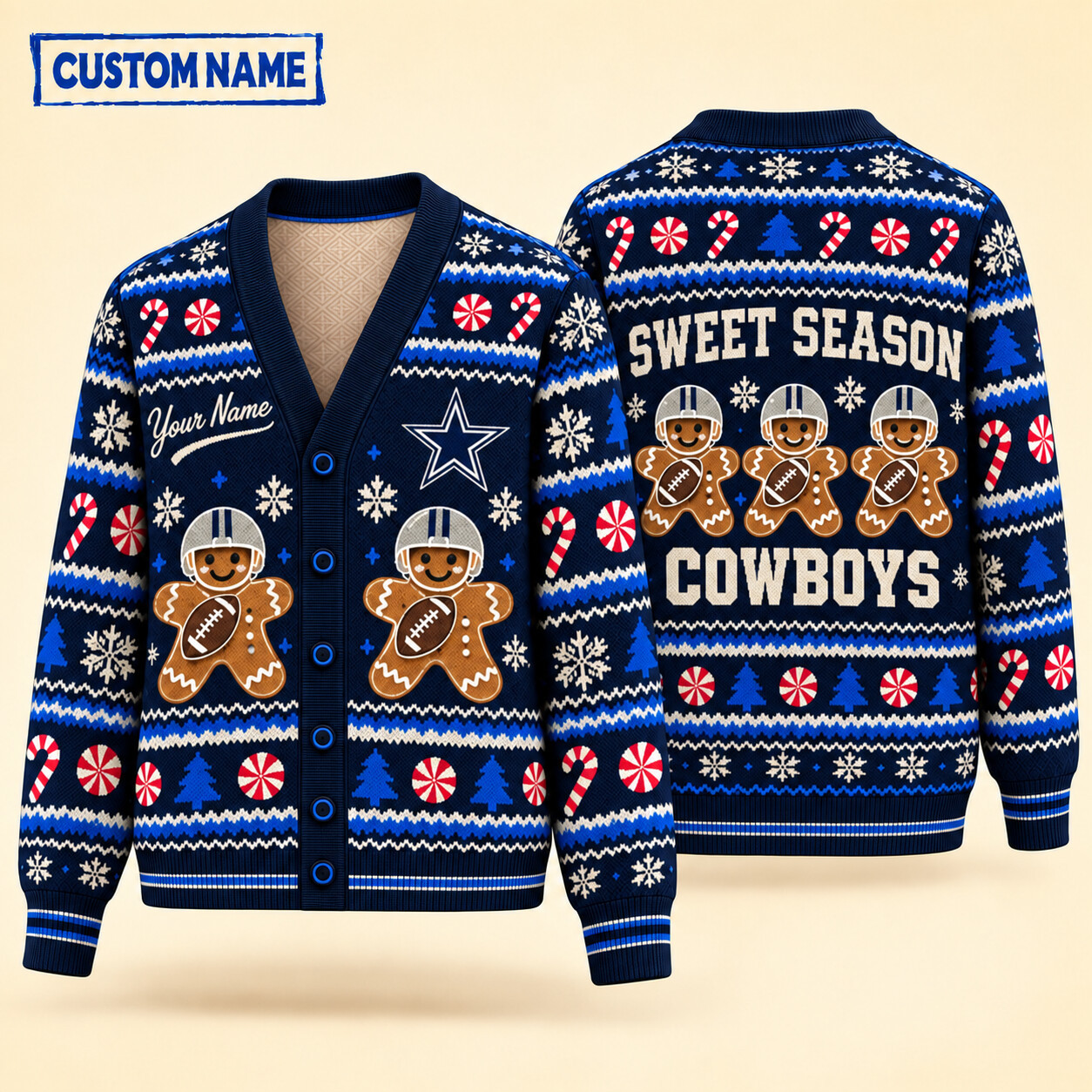 Dallas Cowboys Sweet Season Christmas Knit Cardigan Custom Name PMNVKI