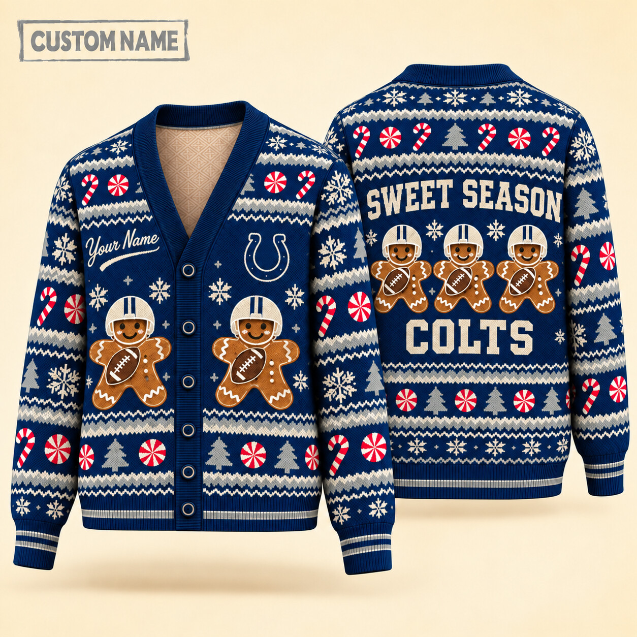Indianapolis Colts Sweet Season Christmas Knit Cardigan Custom Name PSQ162