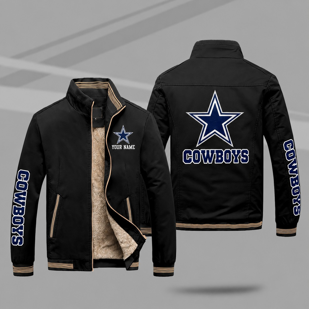 Dallas Cowboys Personalized Fleece-Lined Windbreaker Jacket PJHV46