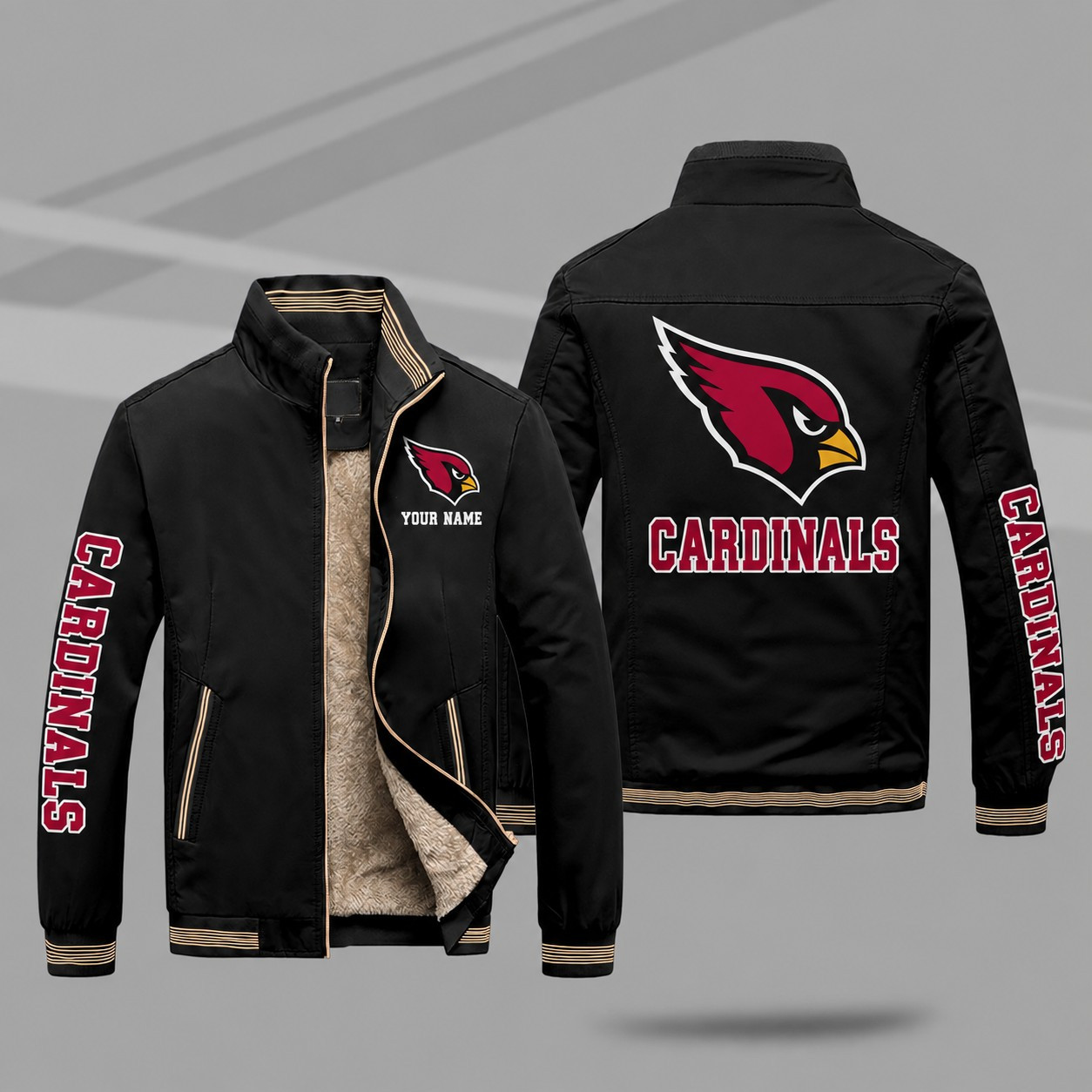 Arizona Cardinals Personalized Fleece-Lined Windbreaker Jacket PE4RU2