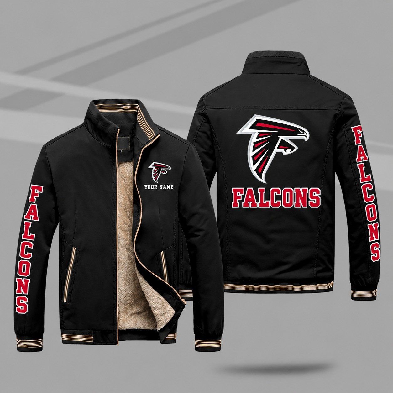 Atlanta Falcons Personalized Fleece-Lined Windbreaker Jacket PG4JVF