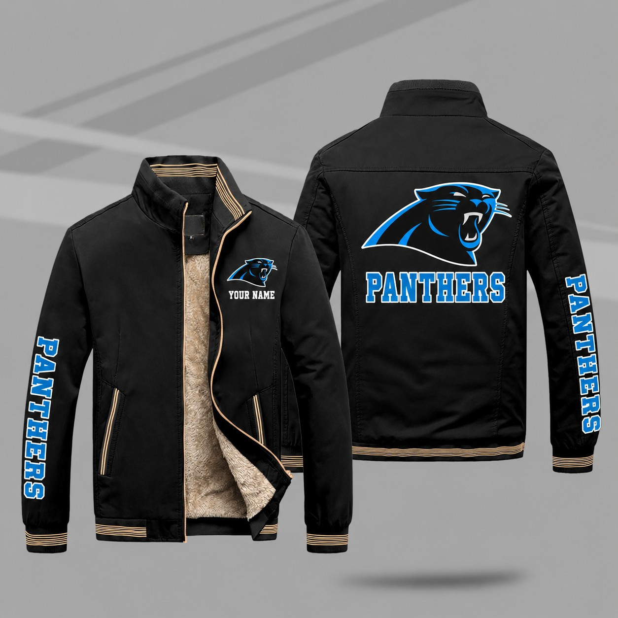 Carolina Panthers Personalized Fleece-Lined Windbreaker Jacket PH8M29