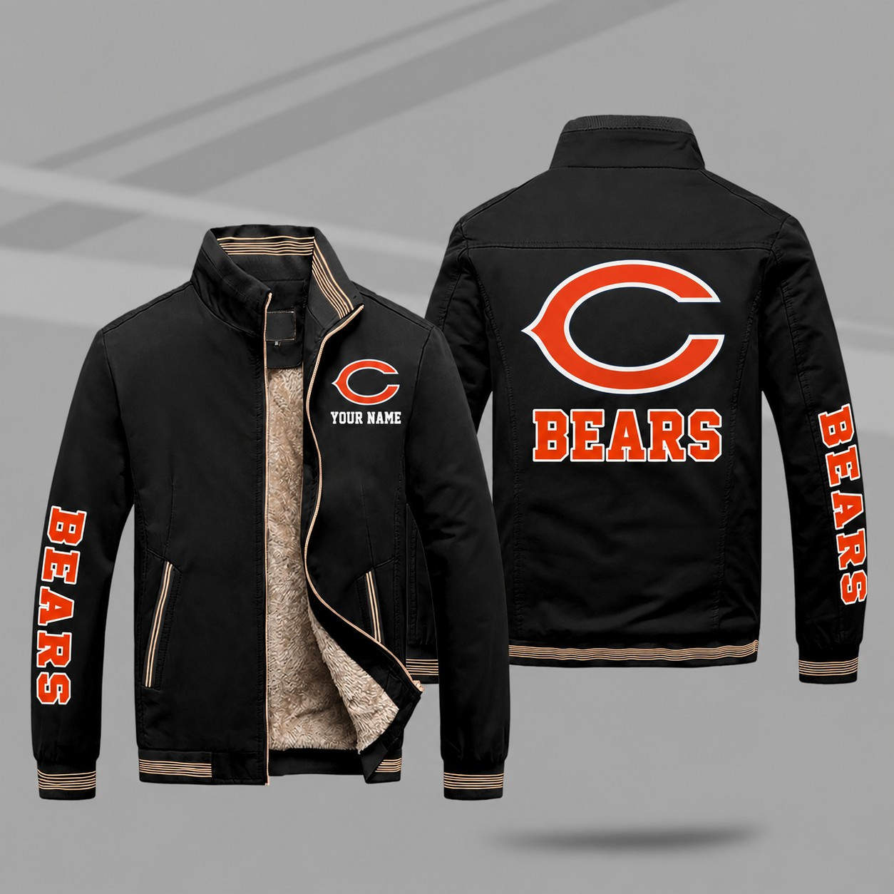 Chicago Bears Personalized Fleece-Lined Windbreaker Jacket PRBY22