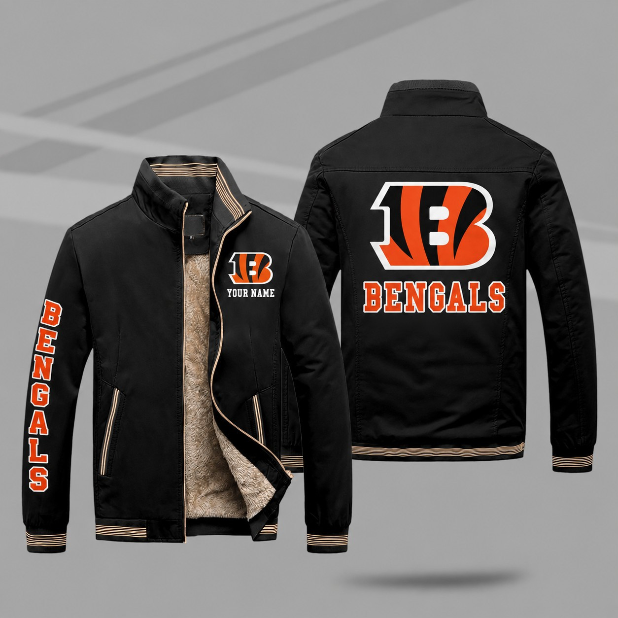 Cincinnati Bengals Personalized Fleece-Lined Windbreaker Jacket PPATM6
