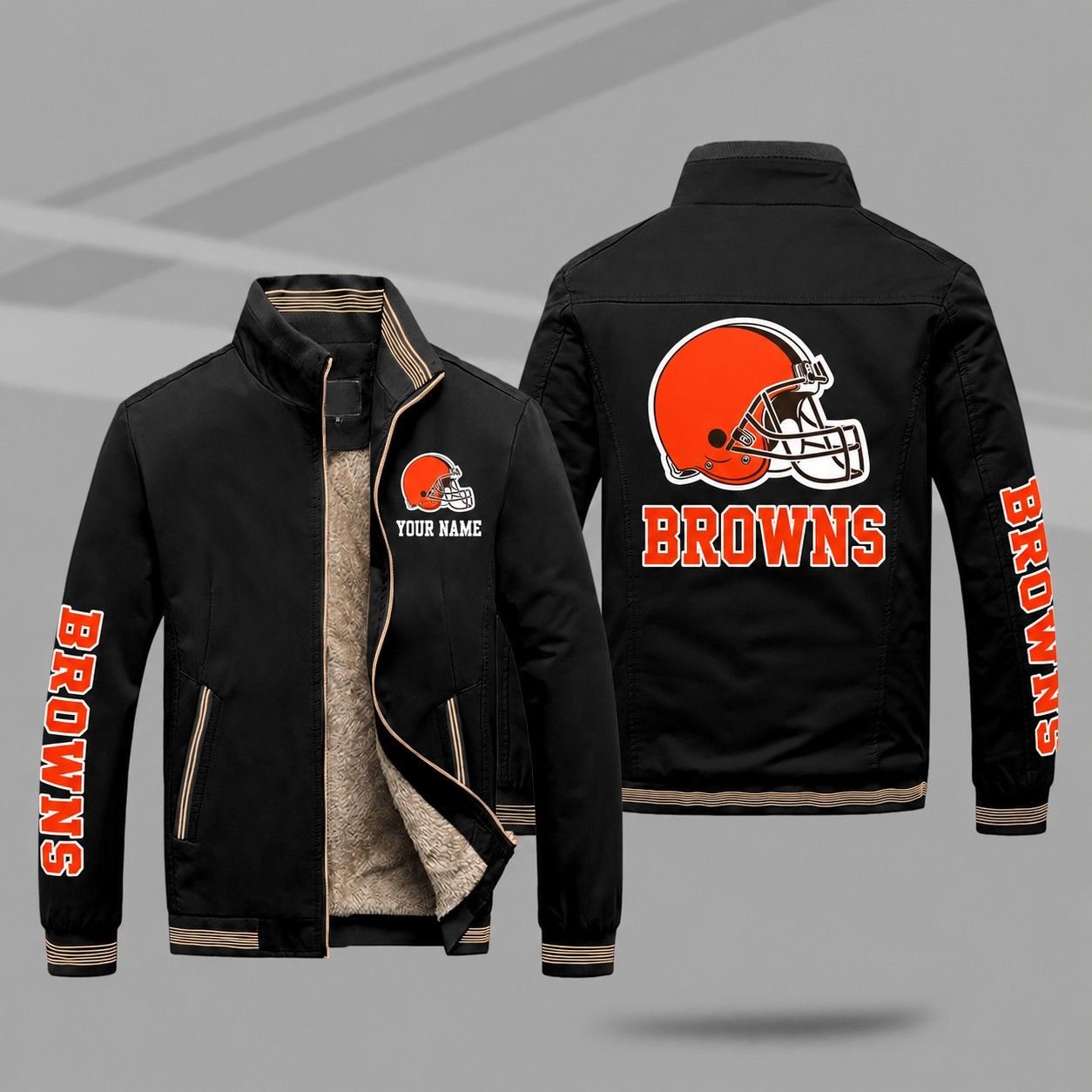 Cleveland Browns Personalized Fleece-Lined Windbreaker Jacket PMBE38