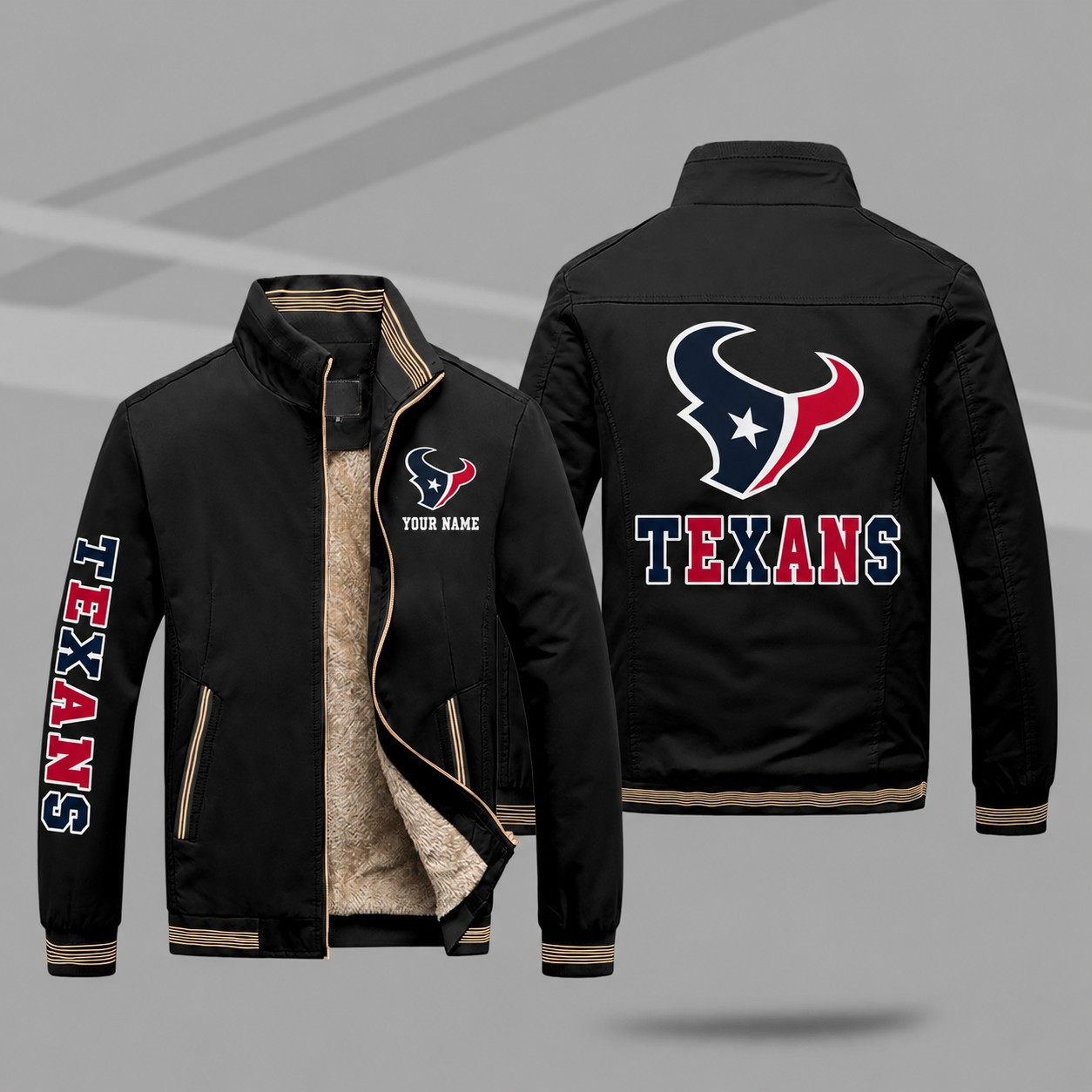 Houston Texans Personalized Fleece-Lined Windbreaker Jacket PR3H4T