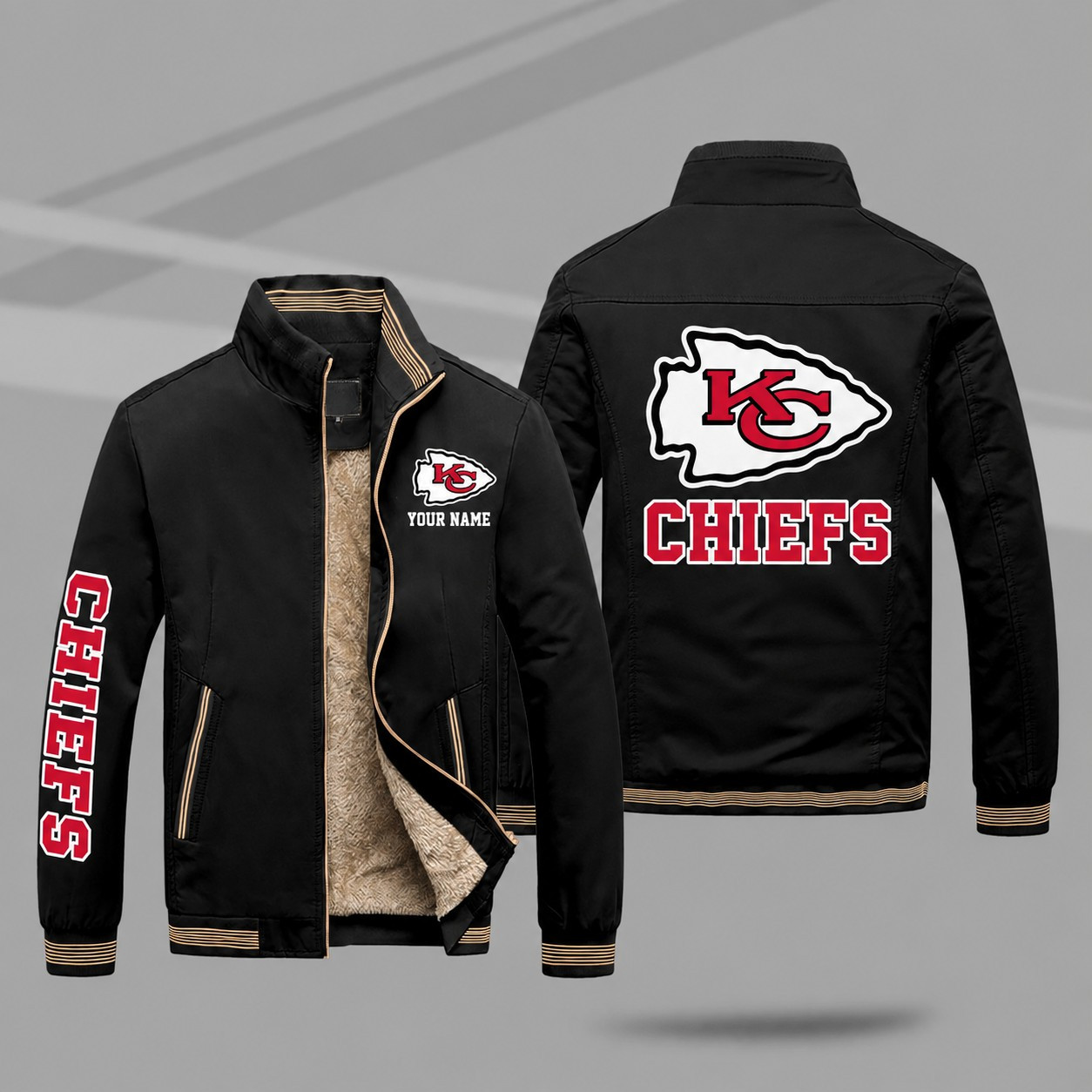 Kansas City Chiefs Personalized Fleece-Lined Windbreaker Jacket PEL27R