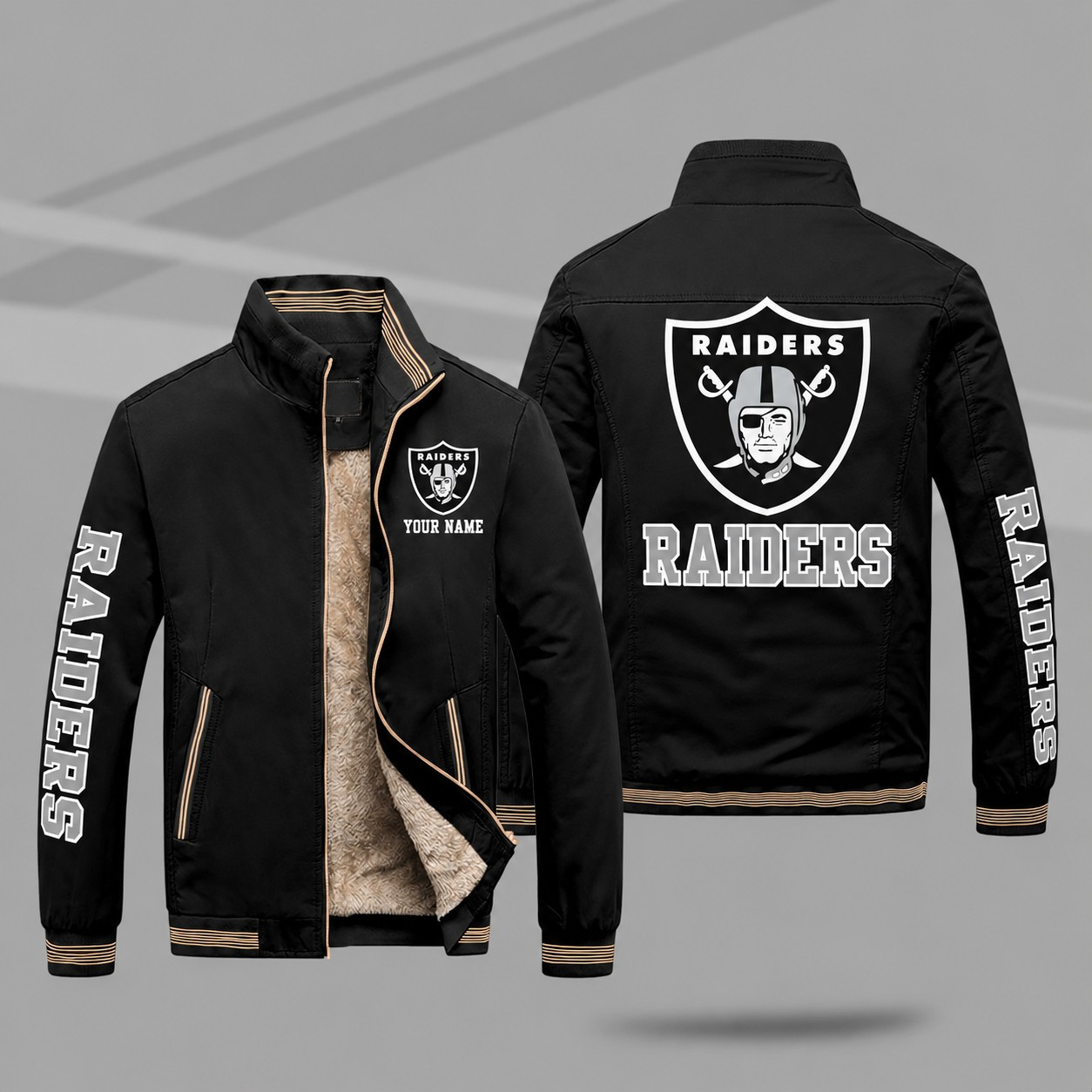 Las Vegas Raiders Personalized Fleece-Lined Windbreaker Jacket P9UERV