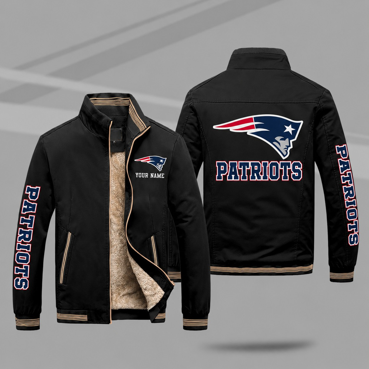 New England Patriots Personalized Fleece-Lined Windbreaker Jacket PGLVVL