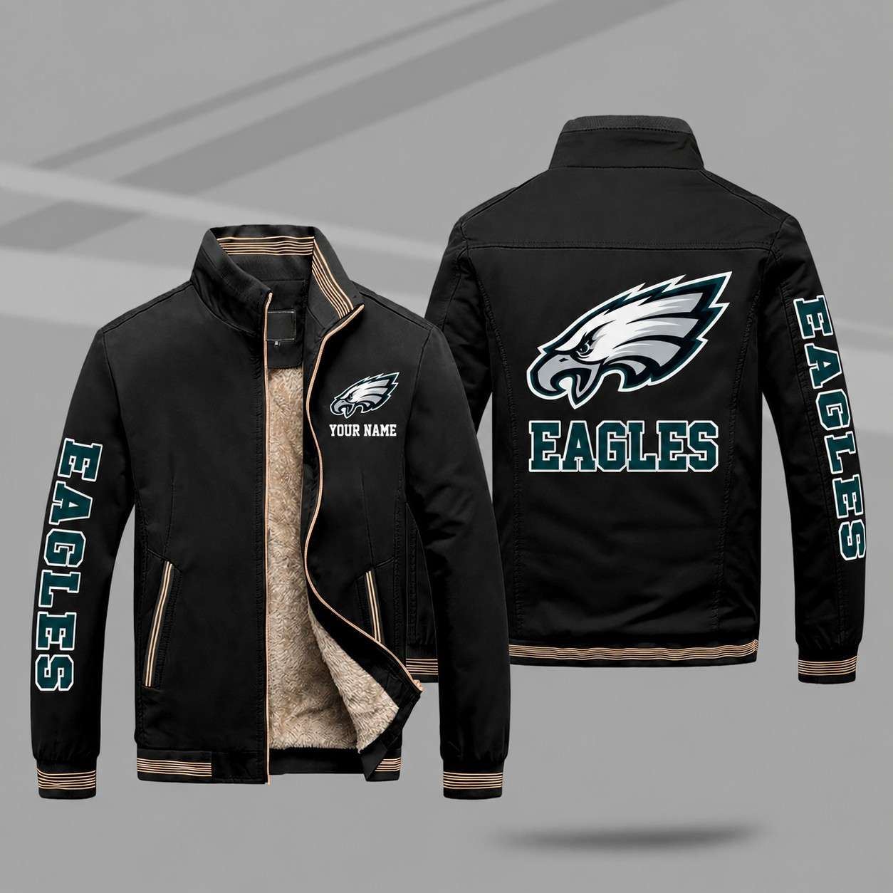 Philadelphia Eagles Personalized Fleece-Lined Windbreaker Jacket P9D3FU
