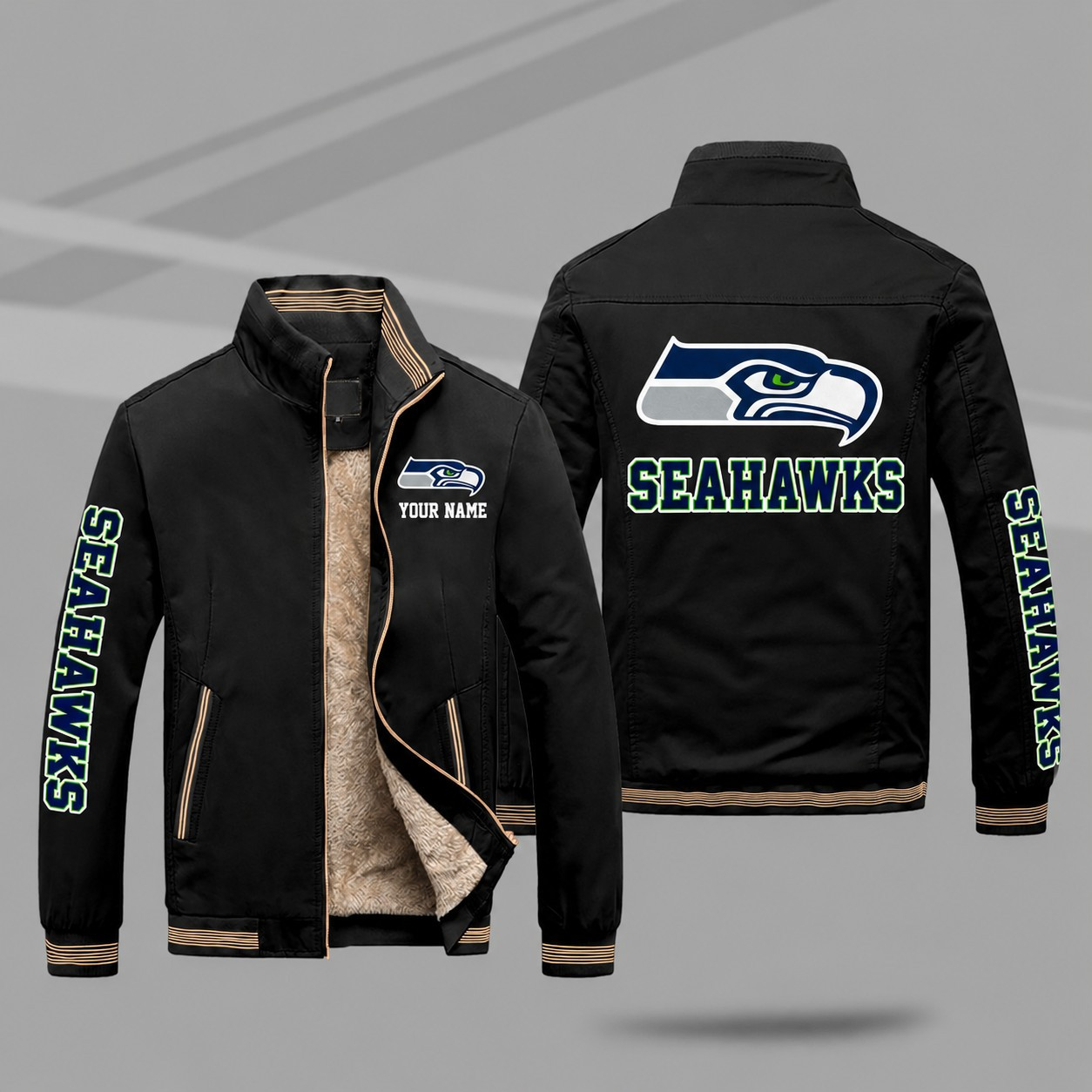 Seattle Seahawks Personalized Fleece-Lined Windbreaker Jacket PHWEA8