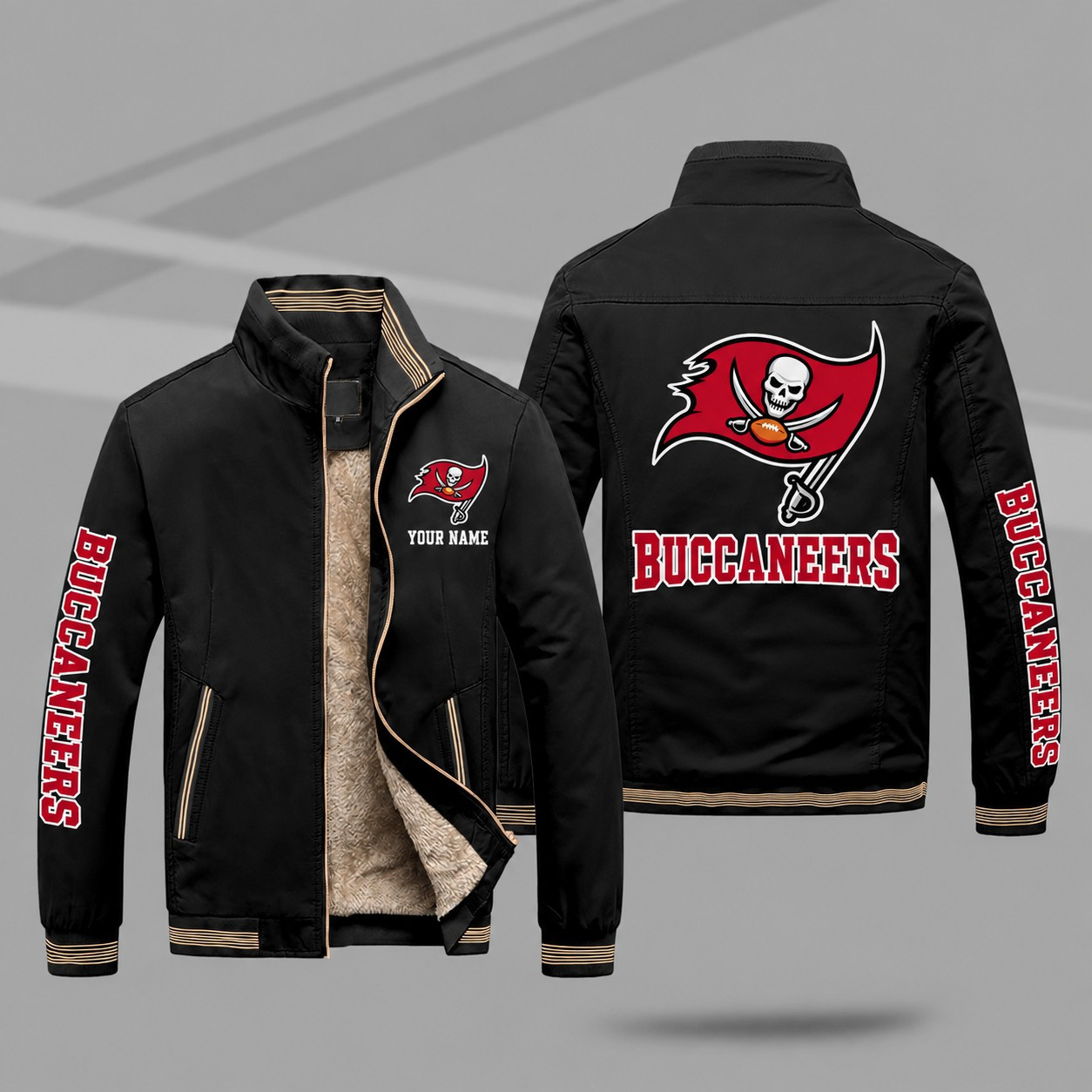 Tampa Bay Buccaneers Personalized Fleece-Lined Windbreaker Jacket P4UR4B