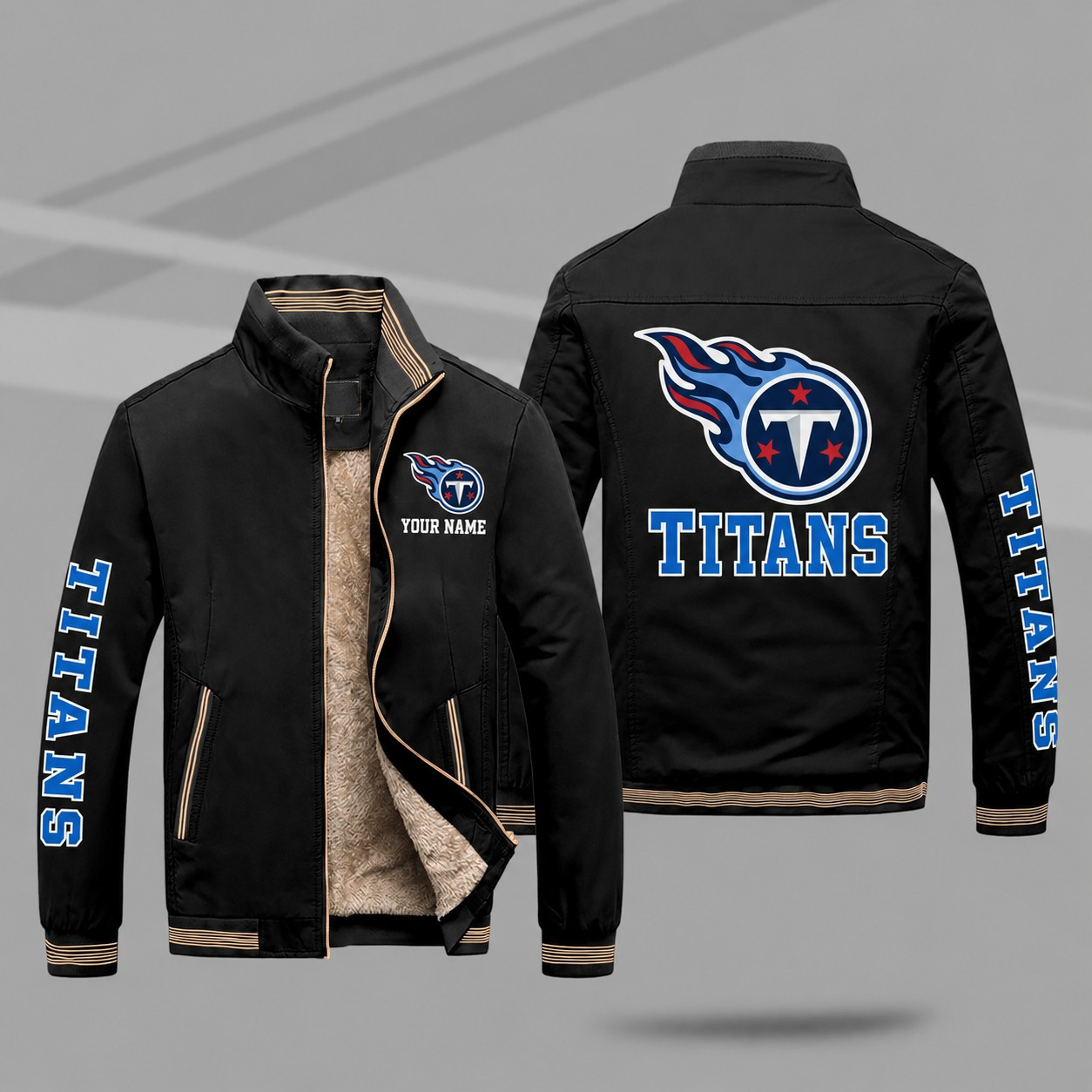Tennessee Titans Personalized Fleece-Lined Windbreaker Jacket PGF2BJ