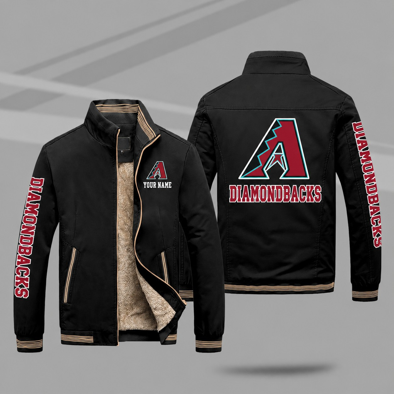 Arizona Diamondbacks Personalized Fleece-Lined Windbreaker Jacket PGX9P5