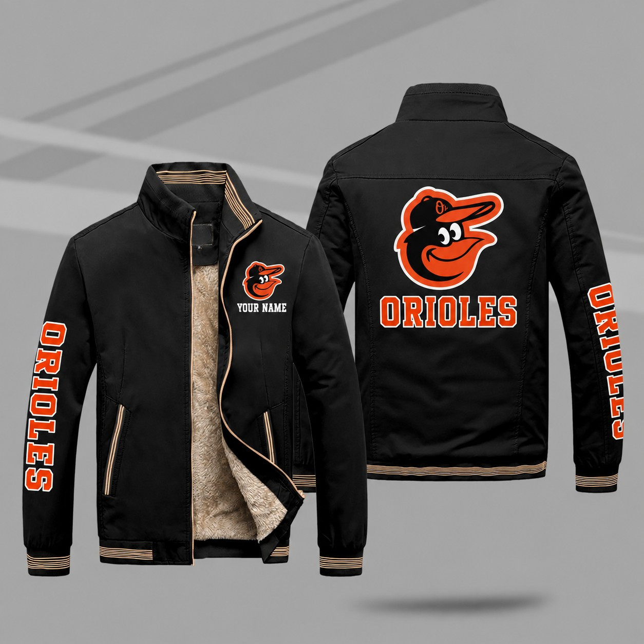 Baltimore Orioles Personalized Fleece-Lined Windbreaker Jacket PB4U53