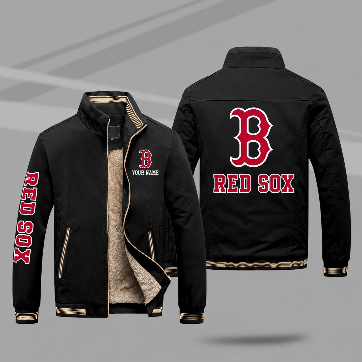 Boston Red Sox Personalized Fleece-Lined Windbreaker Jacket PCM4AD