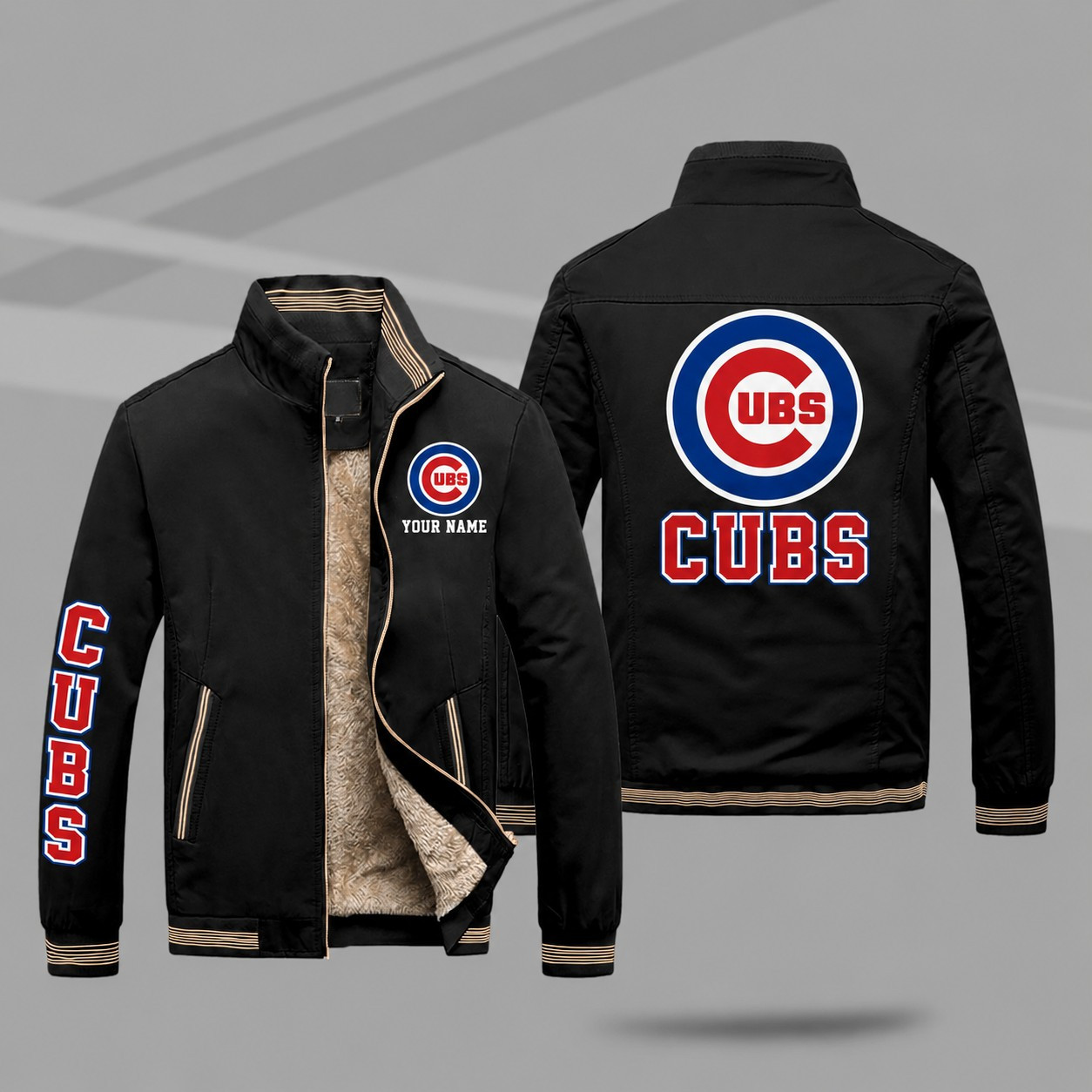 Chicago Cubs Personalized Fleece-Lined Windbreaker Jacket PPJ2UG