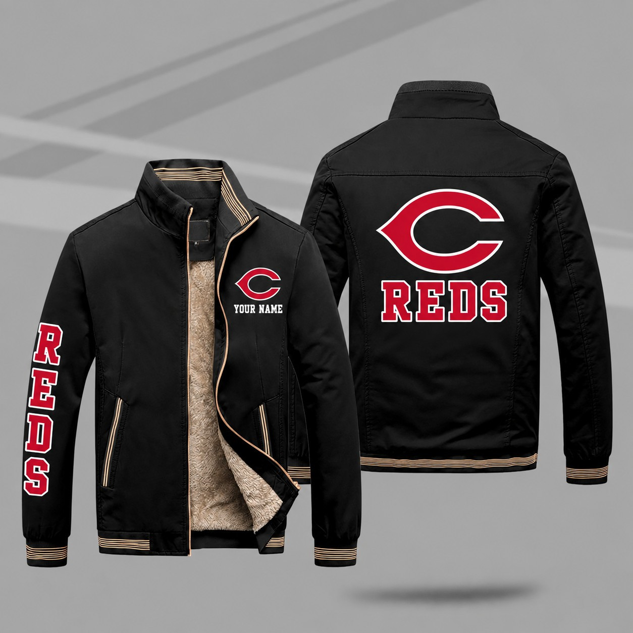 Cincinnati Reds Personalized Fleece-Lined Windbreaker Jacket PLPR52