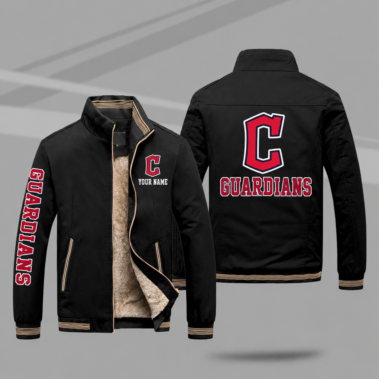 Cleveland Guardians Personalized Fleece-Lined Windbreaker Jacket PXAWL6