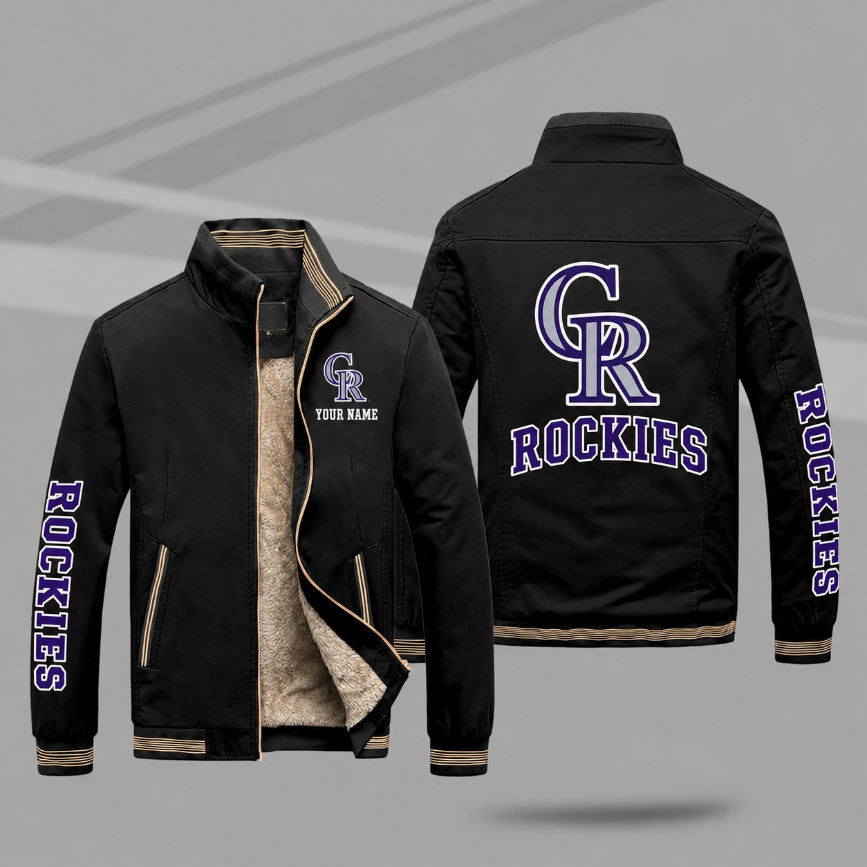 Colorado Rockies Personalized Fleece-Lined Windbreaker Jacket PFDPFW