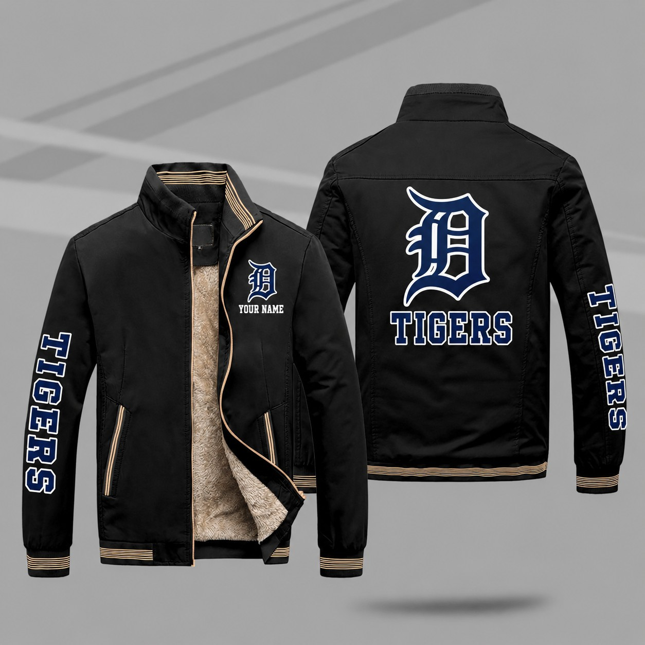 Detroit Tigers Personalized Fleece-Lined Windbreaker Jacket PH24XZ