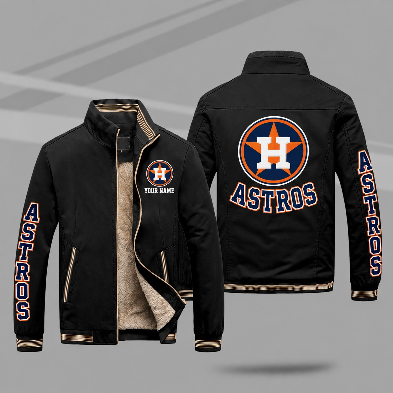 Houston Astros Personalized Fleece-Lined Windbreaker Jacket PQMRGT