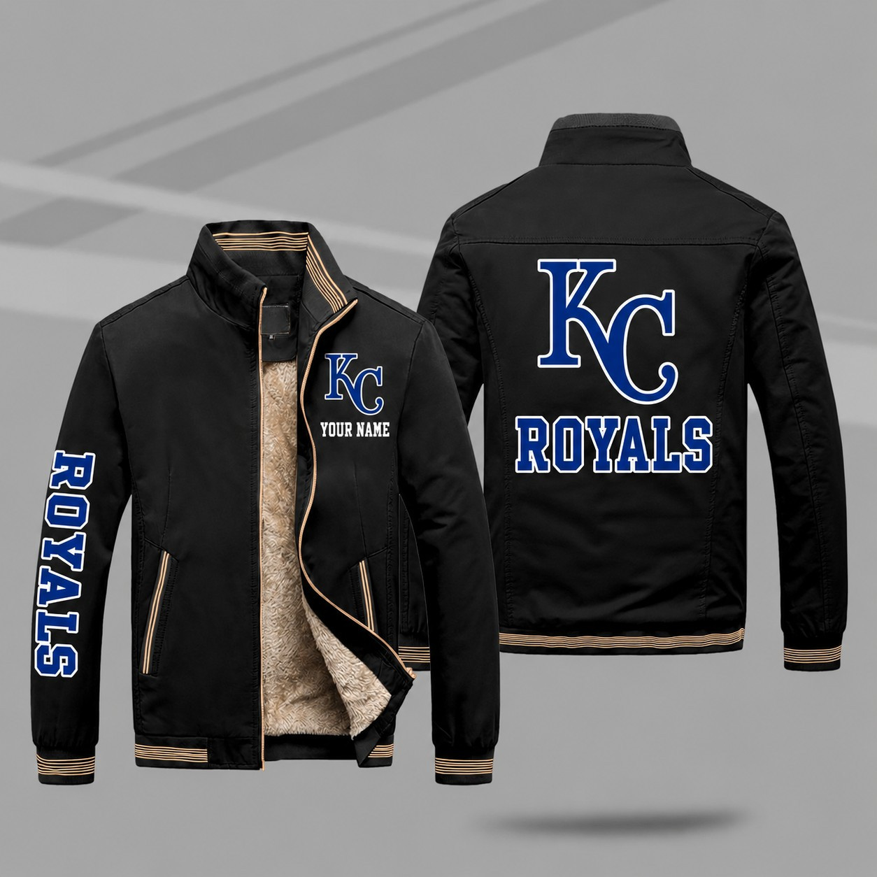 Kansas City Royals Personalized Fleece-Lined Windbreaker Jacket PZAMW5