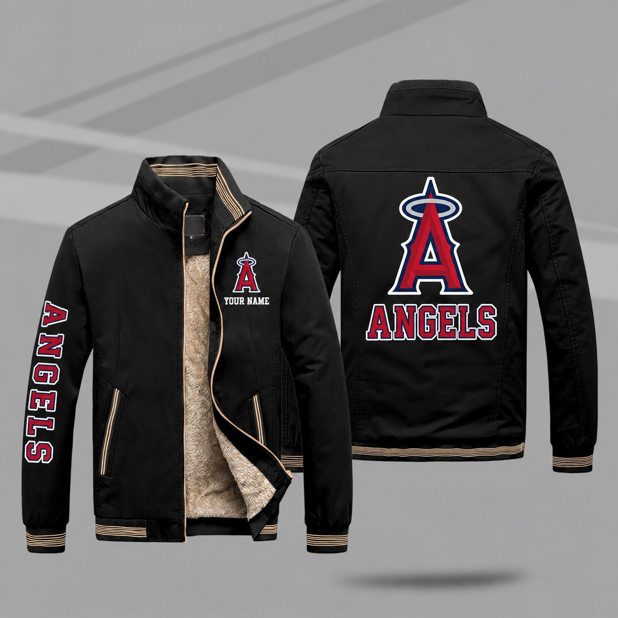 Los Angeles Angels Personalized Fleece-Lined Windbreaker Jacket PDVK6X