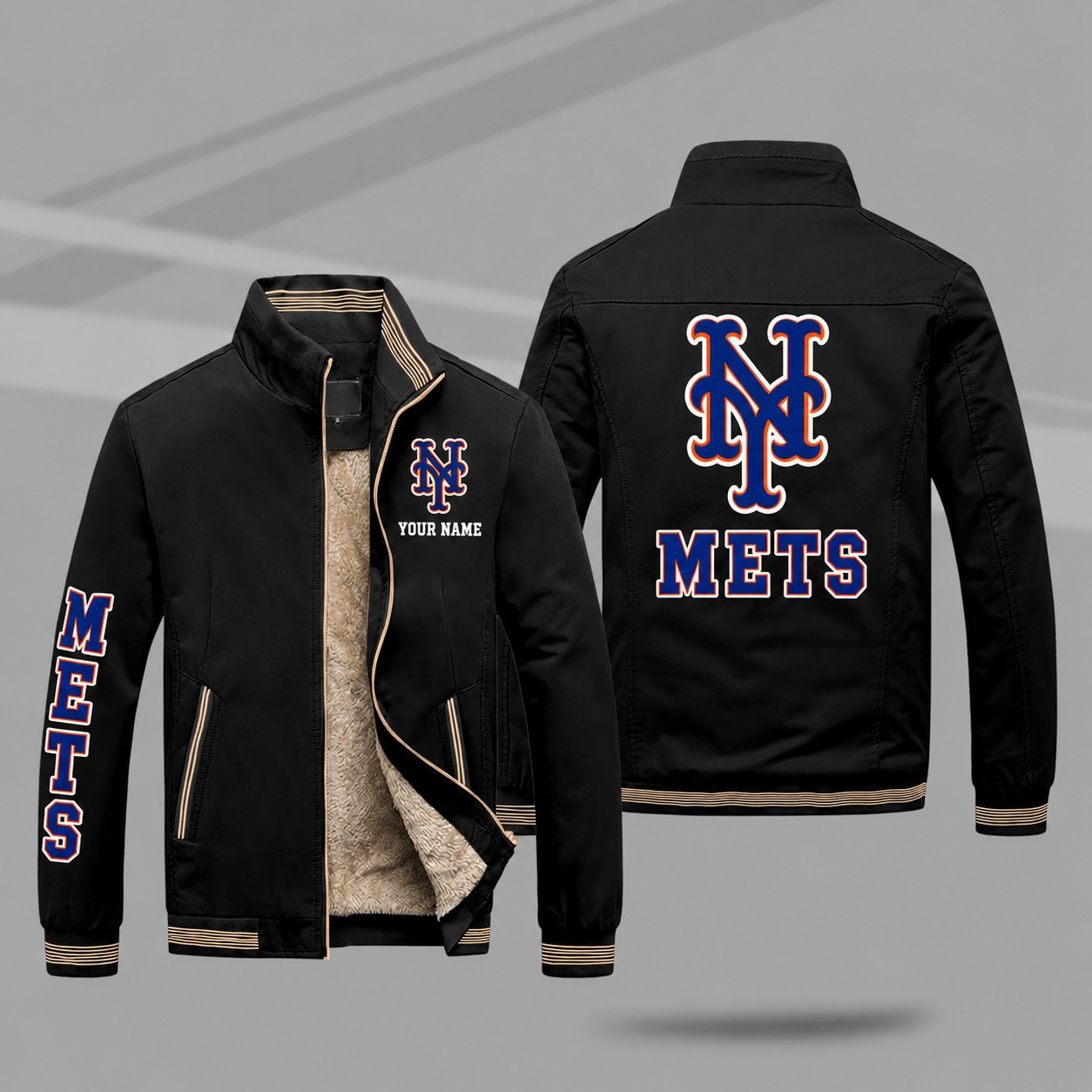 New York Mets Personalized Fleece-Lined Windbreaker Jacket PCZ4VB