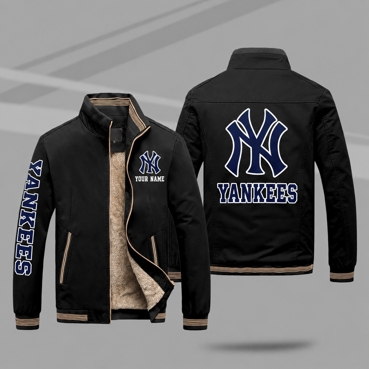 New York Yankees Personalized Fleece-Lined Windbreaker Jacket PRJM6B