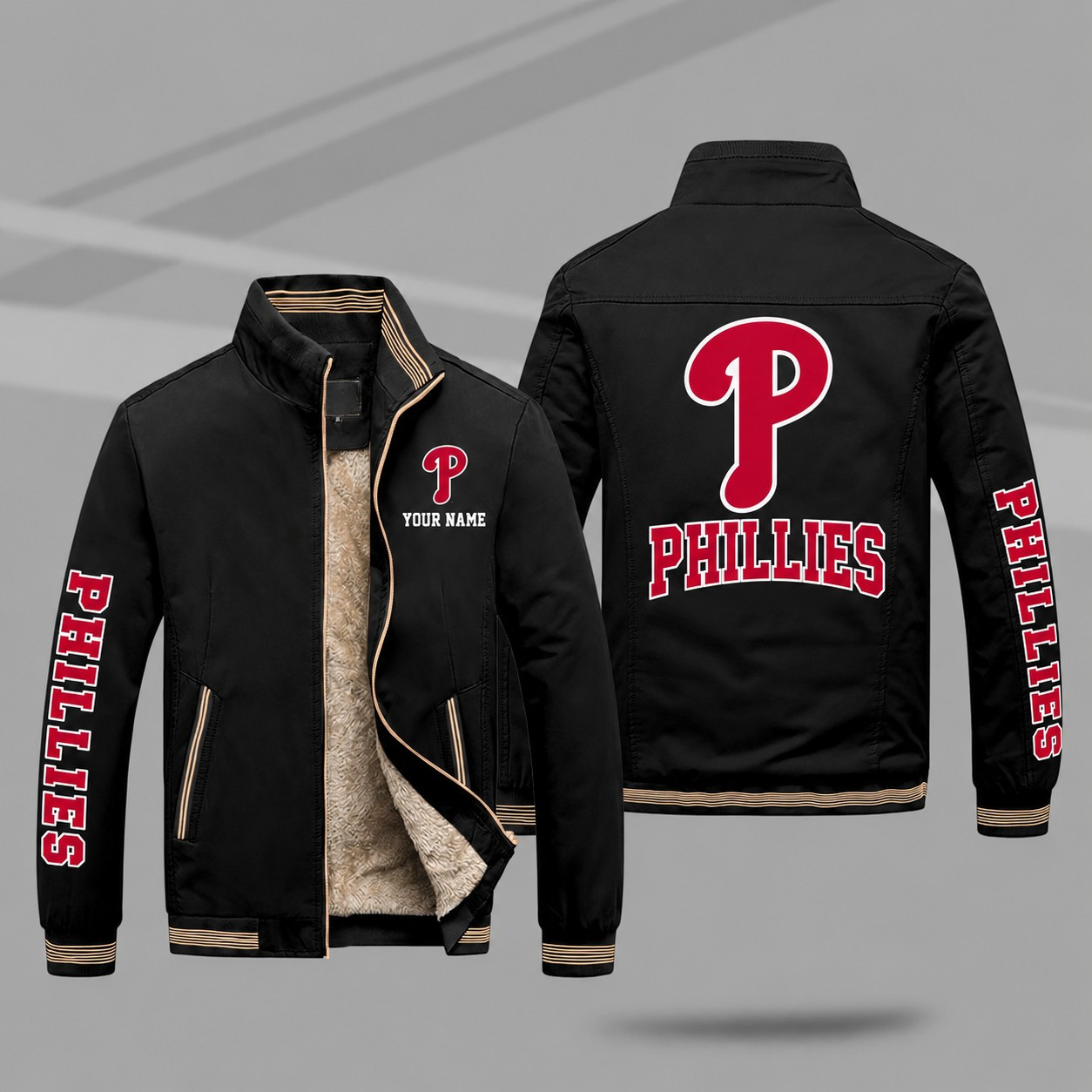 Philadelphia Phillies Personalized Fleece-Lined Windbreaker Jacket P93HRF