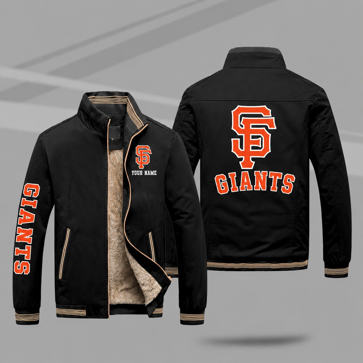 San Francisco Giants Personalized Fleece-Lined Windbreaker Jacket PAT8SR