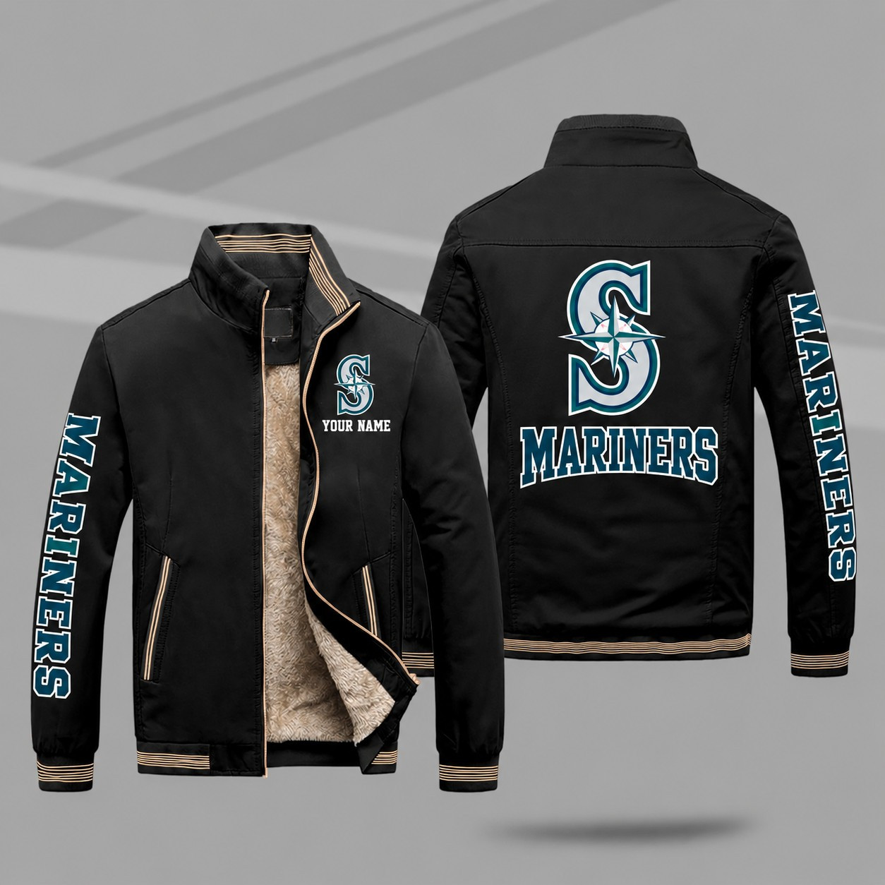 Seattle Mariners Personalized Fleece-Lined Windbreaker Jacket PHT8TZ