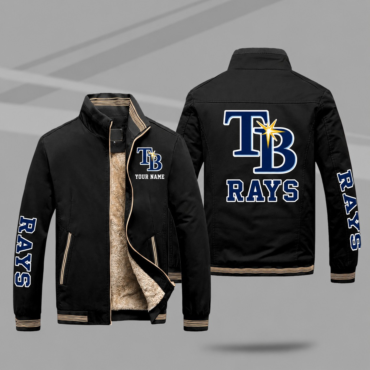 Tampa Bay Rays Personalized Fleece-Lined Windbreaker Jacket PTZZMN