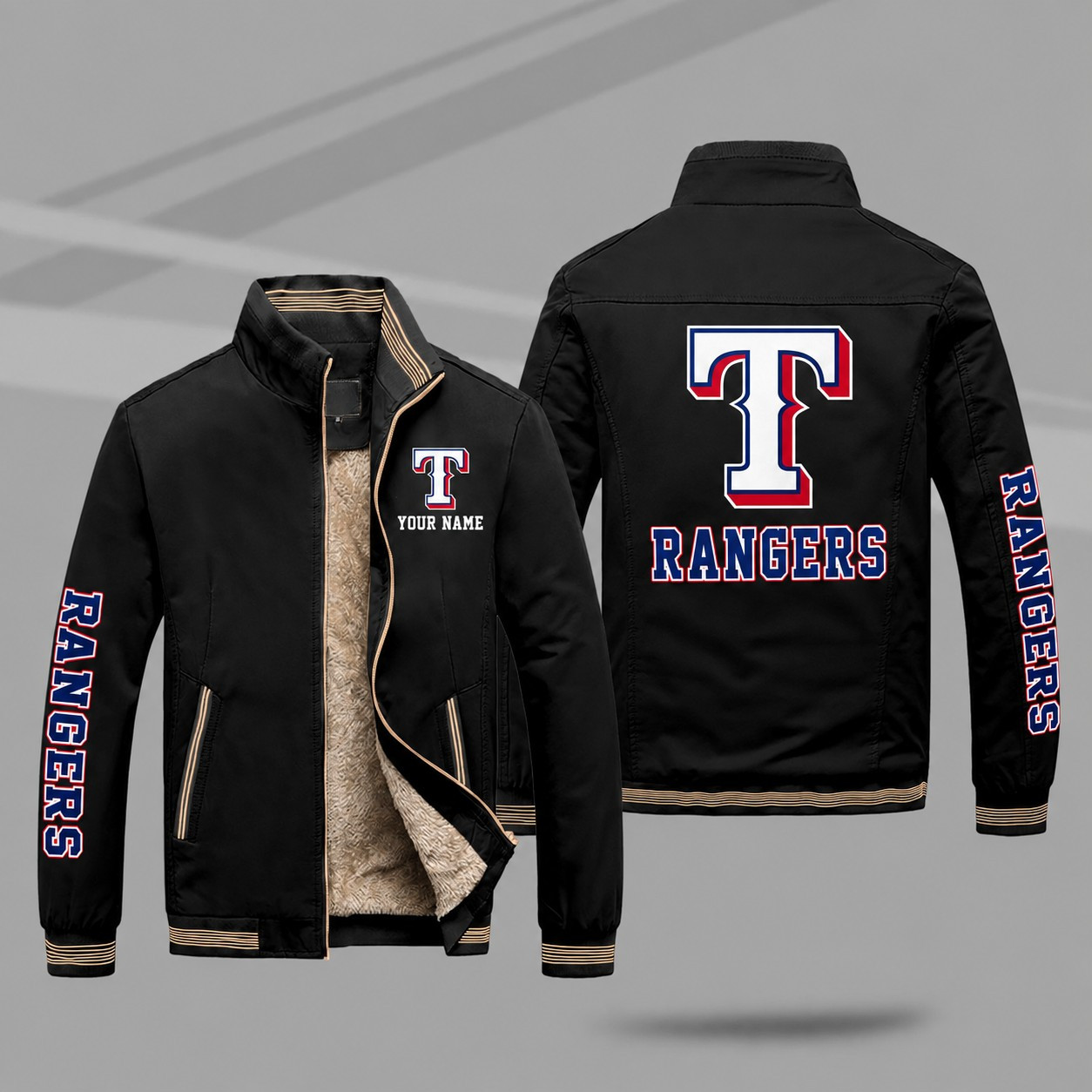 Texas Rangers Personalized Fleece-Lined Windbreaker Jacket P2EBDF