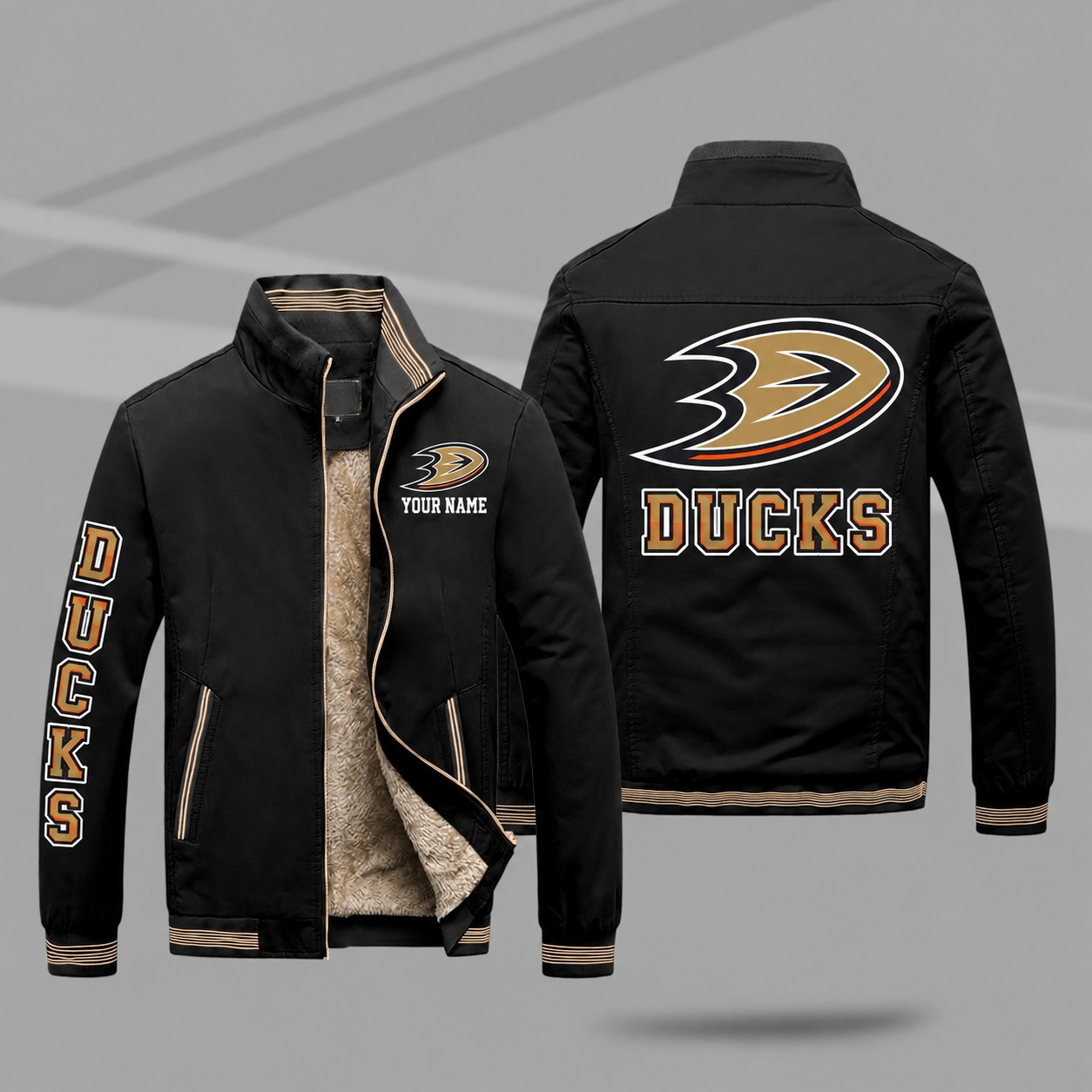 Anaheim Ducks Personalized Fleece-Lined Windbreaker Jacket PAS75H