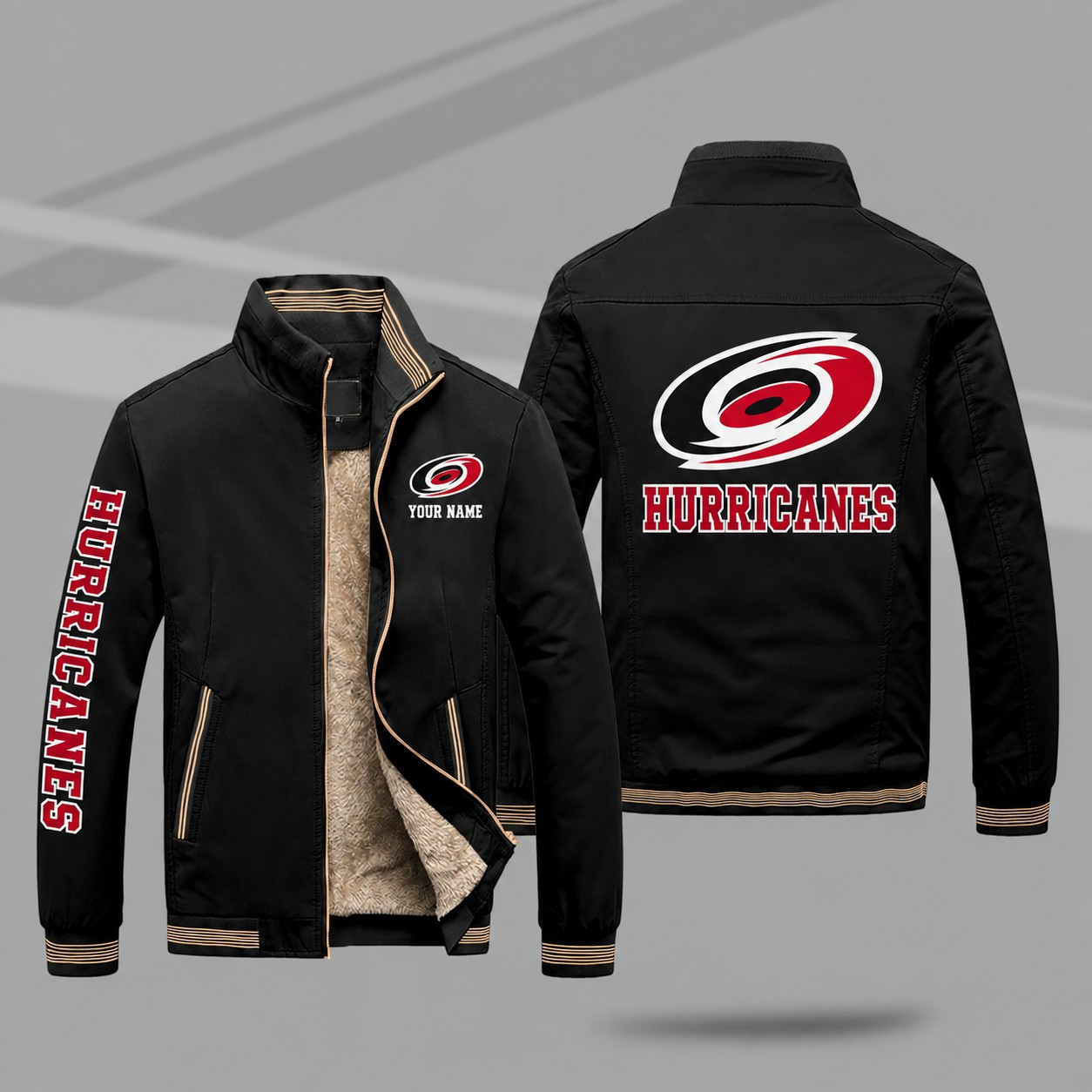 Carolina Hurricanes Personalized Fleece-Lined Windbreaker Jacket P7LF6G
