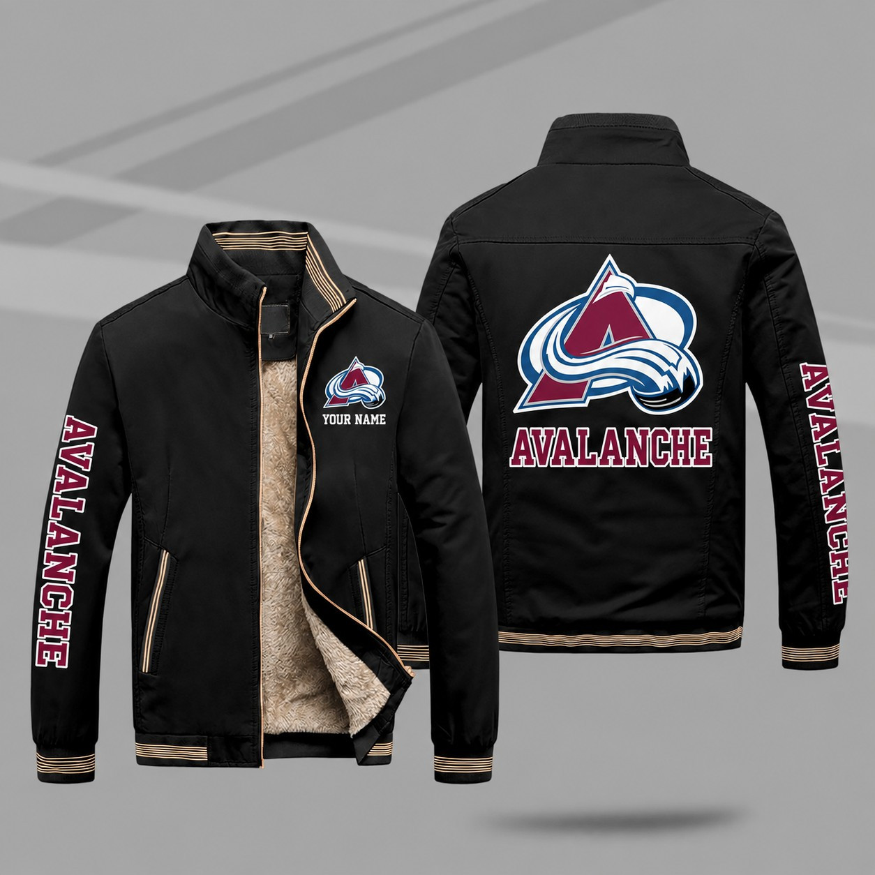 Colorado Avalanche Personalized Fleece-Lined Windbreaker Jacket PCMUT3