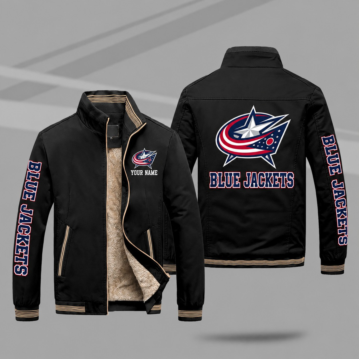 Columbus Blue Jackets Personalized Fleece-Lined Windbreaker Jacket PUJ5BG