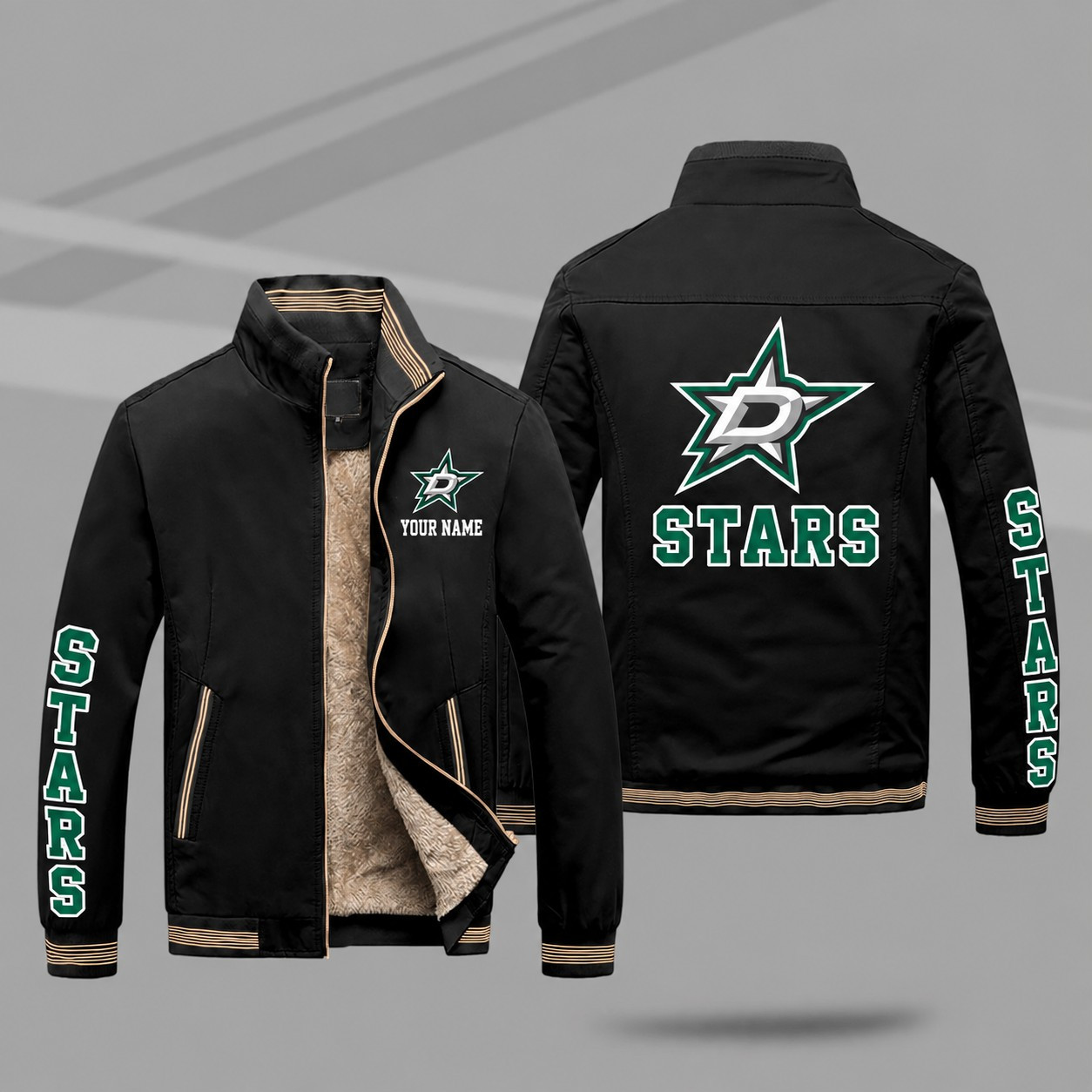 Dallas Stars Personalized Fleece-Lined Windbreaker Jacket PX8EW5