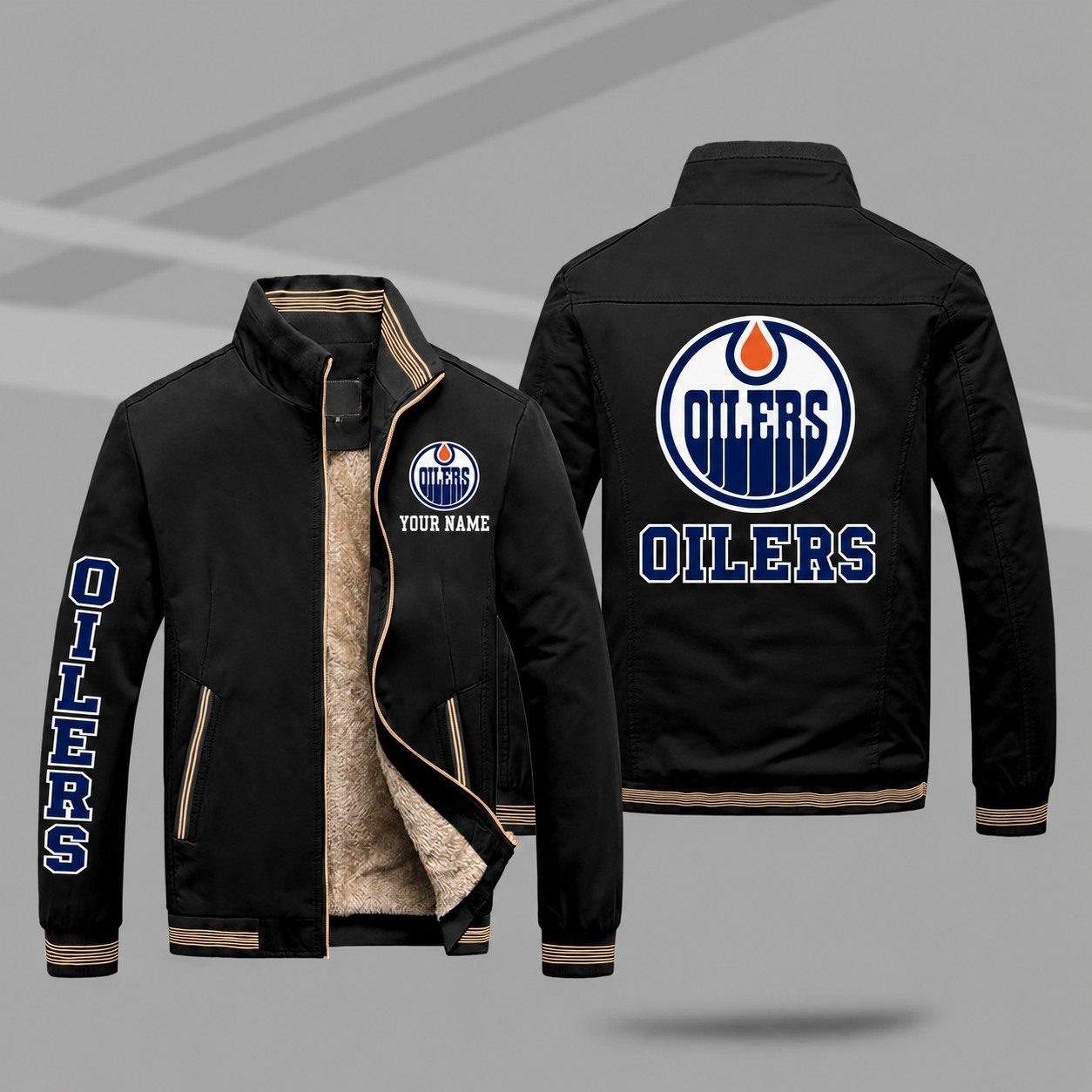 Edmonton Oilers Personalized Fleece-Lined Windbreaker Jacket PZBE64