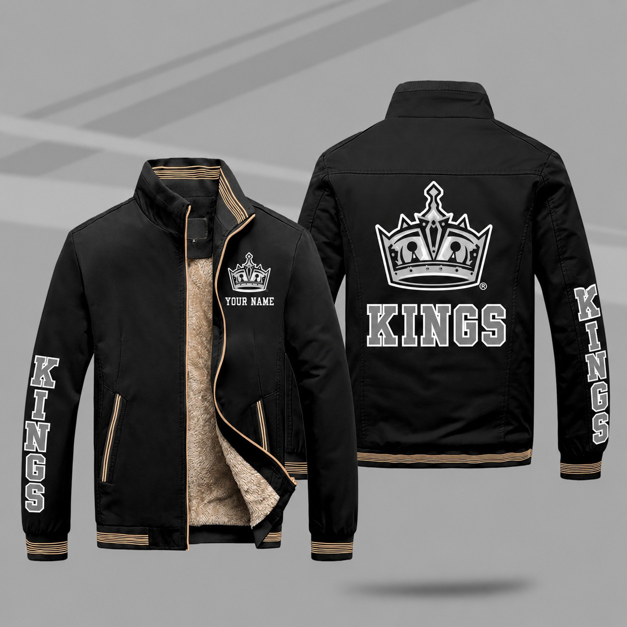 Los Angeles Kings Personalized Fleece-Lined Windbreaker Jacket P3FFTJ