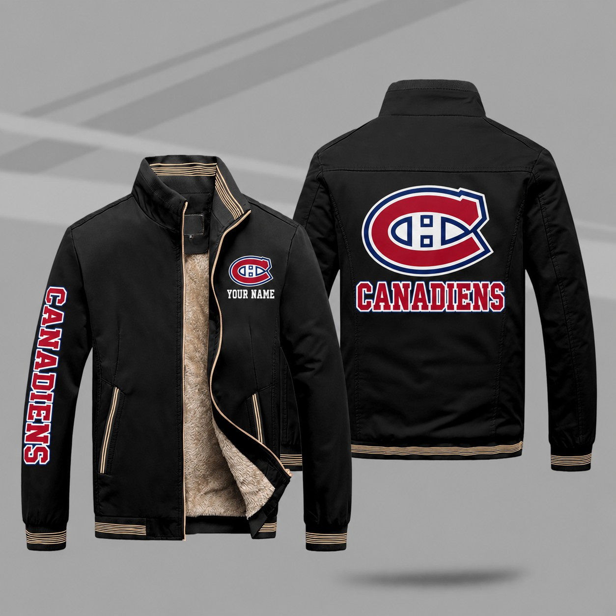 Montreal Canadiens Personalized Fleece-Lined Windbreaker Jacket PUXZGU