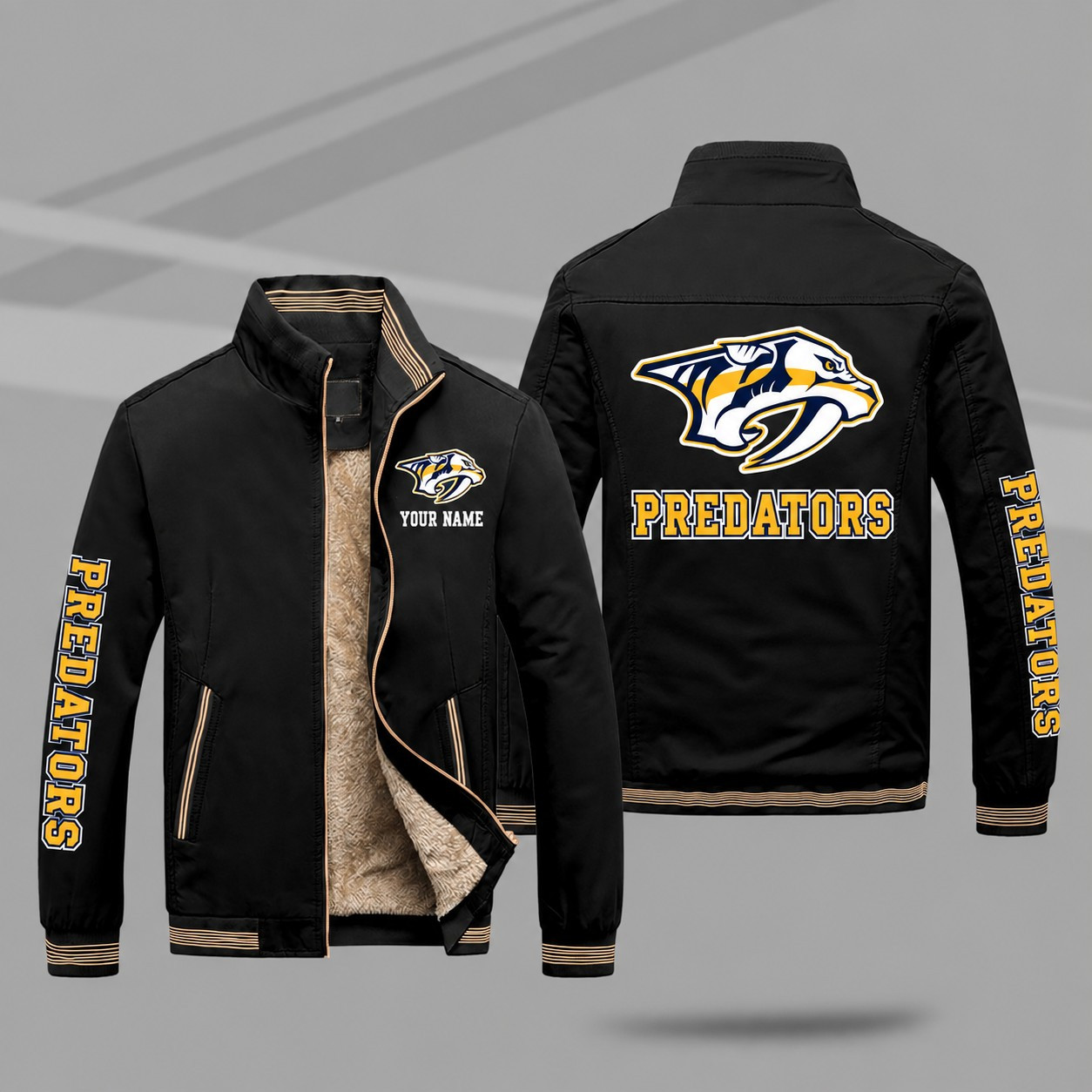 Nashville Predators Personalized Fleece-Lined Windbreaker Jacket PPWB67