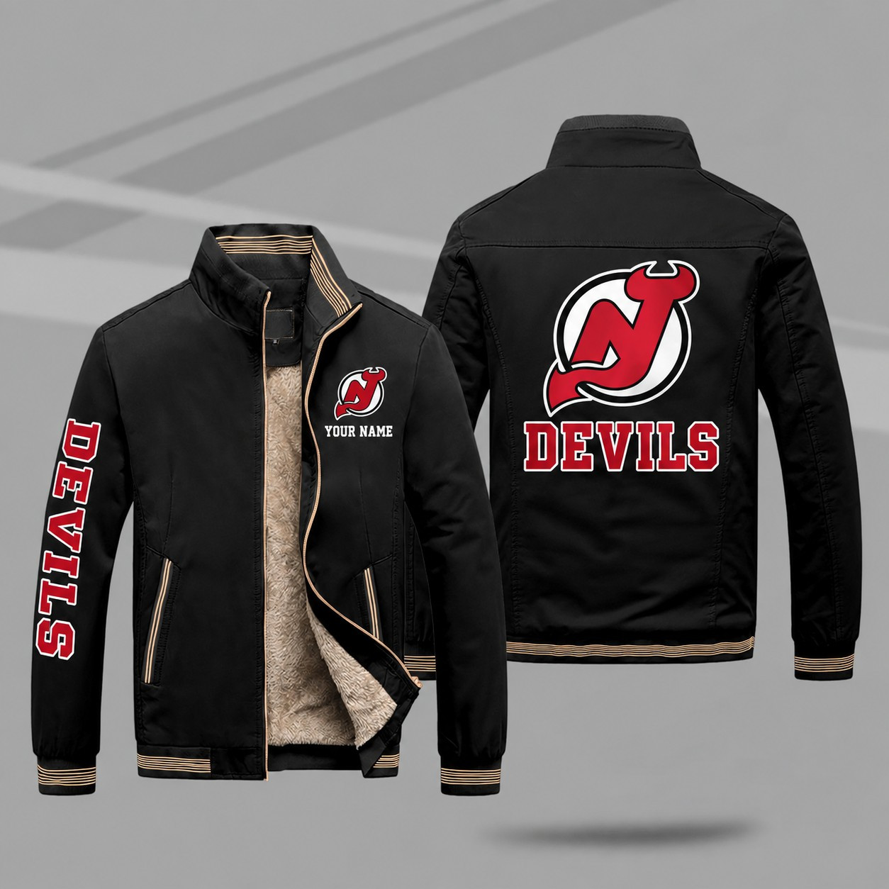 New Jersey Devils Personalized Fleece-Lined Windbreaker Jacket P3GSYM