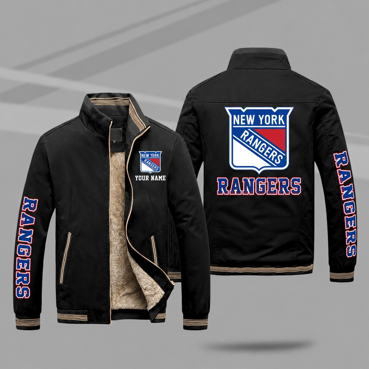 New York Rangers Personalized Fleece-Lined Windbreaker Jacket P2FJDU