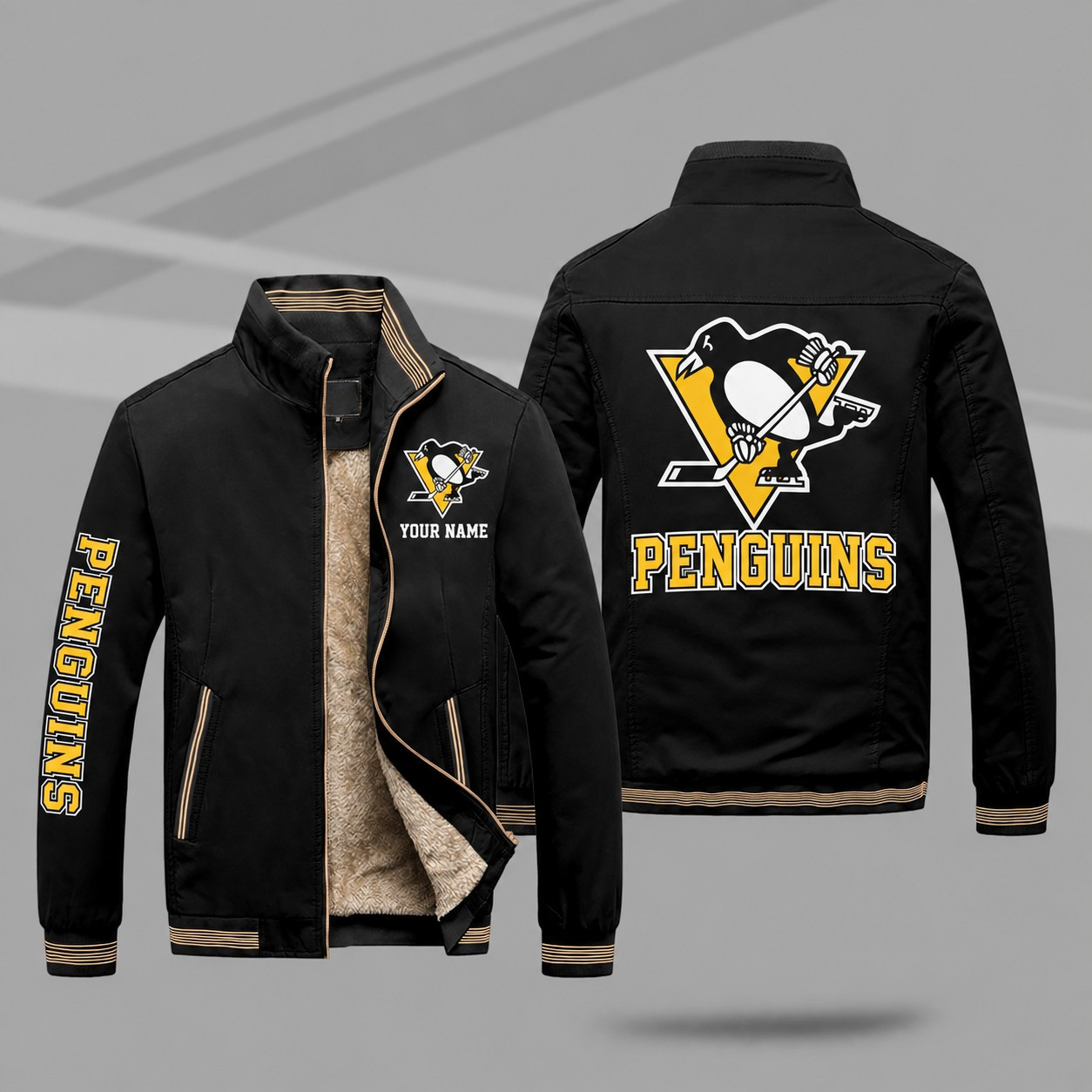 Pittsburgh Penguins Personalized Fleece-Lined Windbreaker Jacket PJD7MF