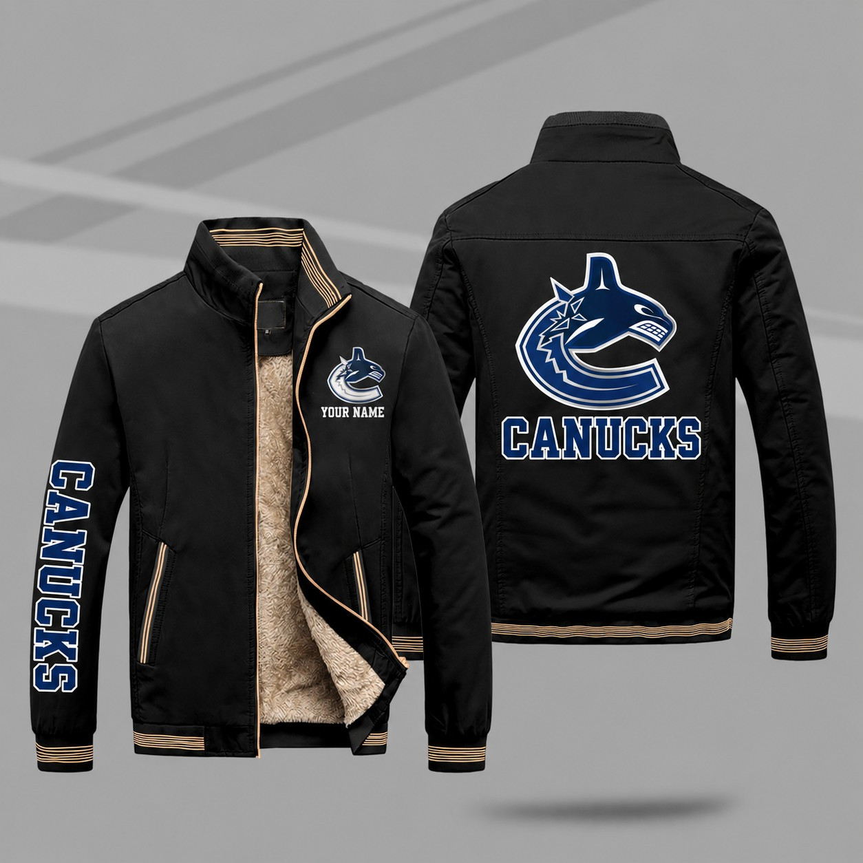 Vancouver Canucks Personalized Fleece-Lined Windbreaker Jacket P6QDWU
