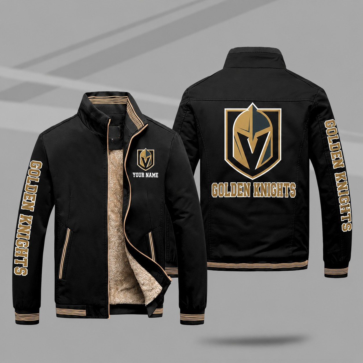 Vegas Golden Knights Personalized Fleece-Lined Windbreaker Jacket PS29PC