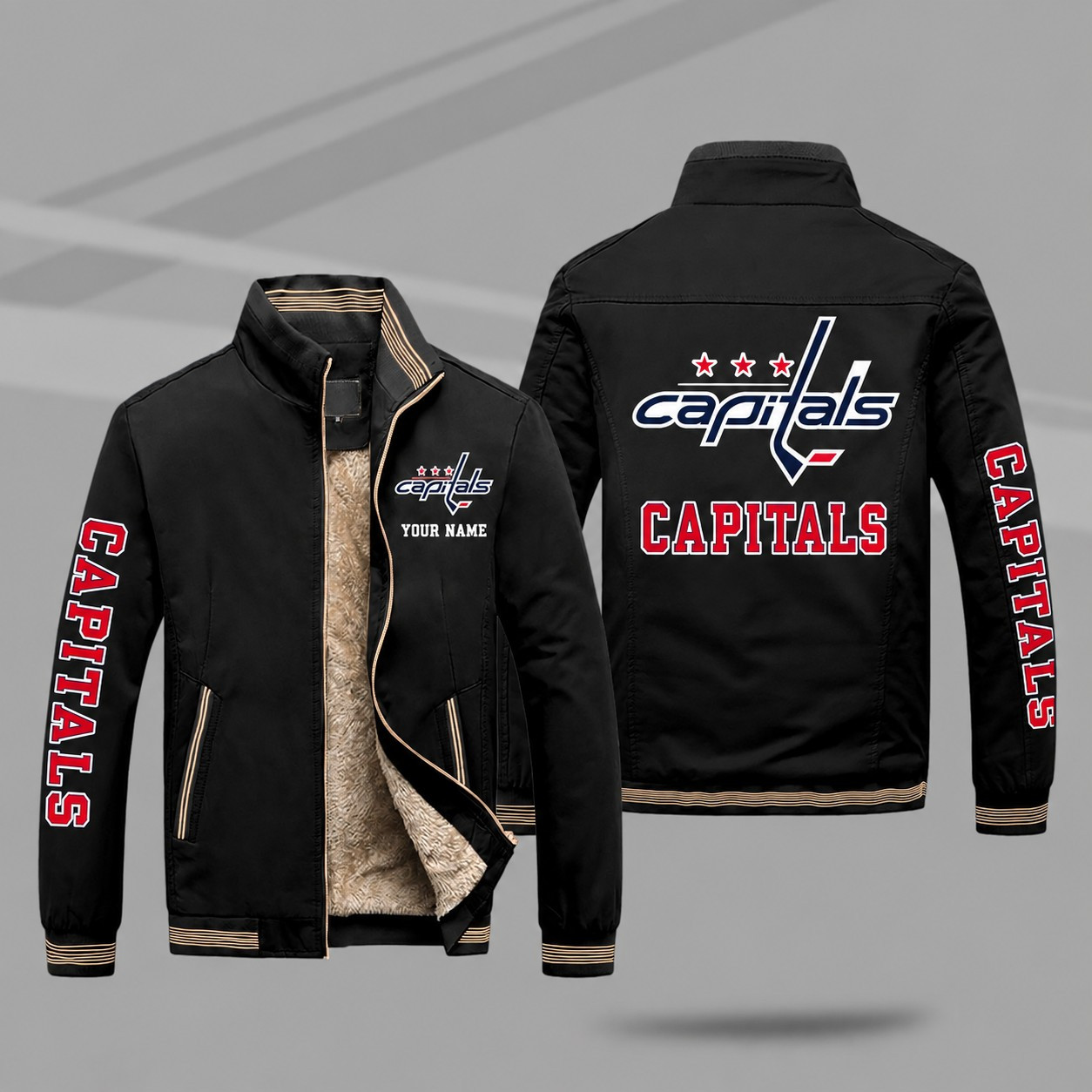 Washington Capitals Personalized Fleece-Lined Windbreaker Jacket PYE6KH